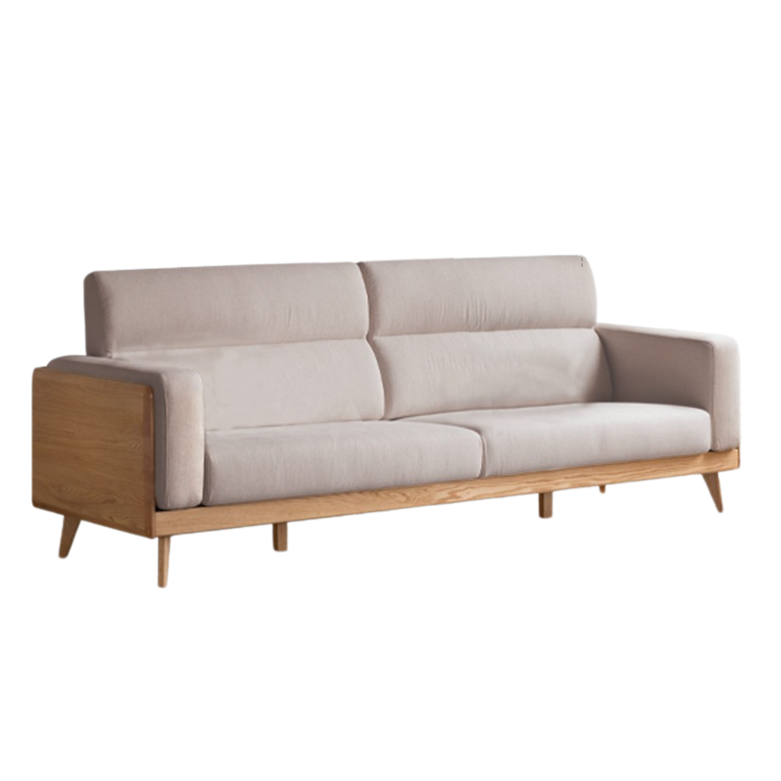 Modern Oak Solid Wood Upholstered Fabric Sofa - Stylish & Durable Living Room Furniture for Home, Office, or Lounge