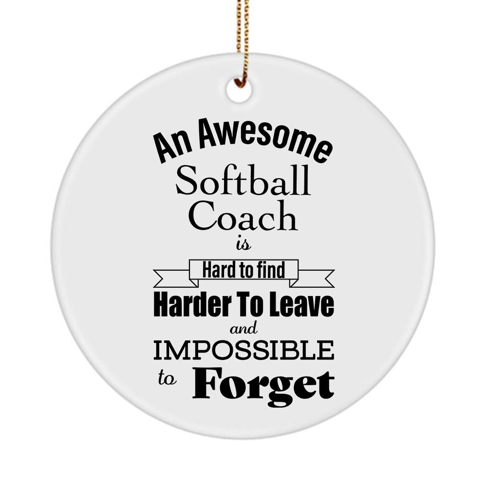 Softball Coach Ornaments - Round Circle Christmas Tree Decorations for New Year's Eve, Retirement Party, Farewell Gifts - Perfect for Men & Women Coaches - Great for Sports Themed Holidays & Office Decor