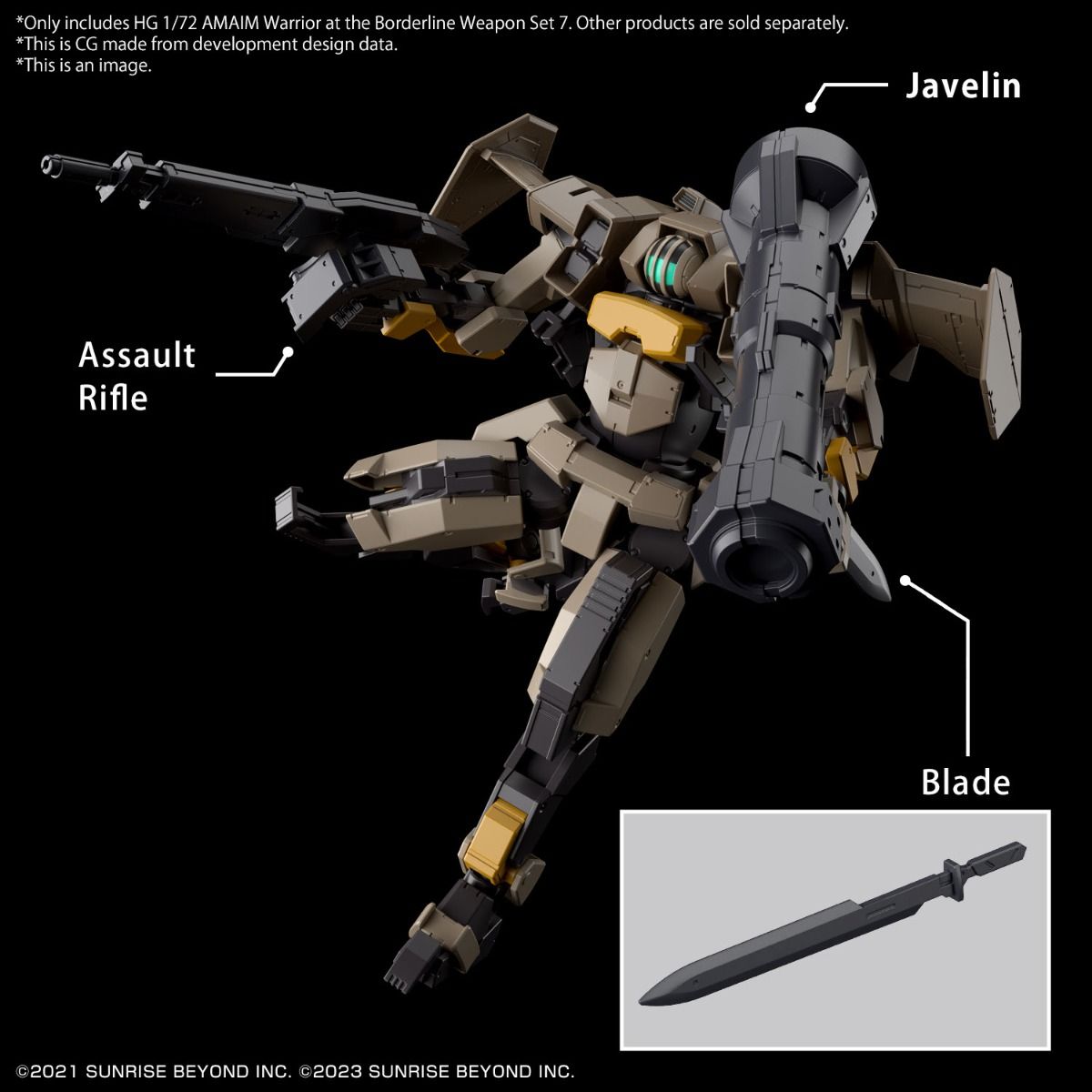 Bandai HG 1/72 Kyoukai Senki Amaim Warrior at the Borderline Weapon Set 7 Model Kit - Anime Mecha Action Figure for Collectors & Hobbyists - Perfect for Display, Customization & Gundam Battles