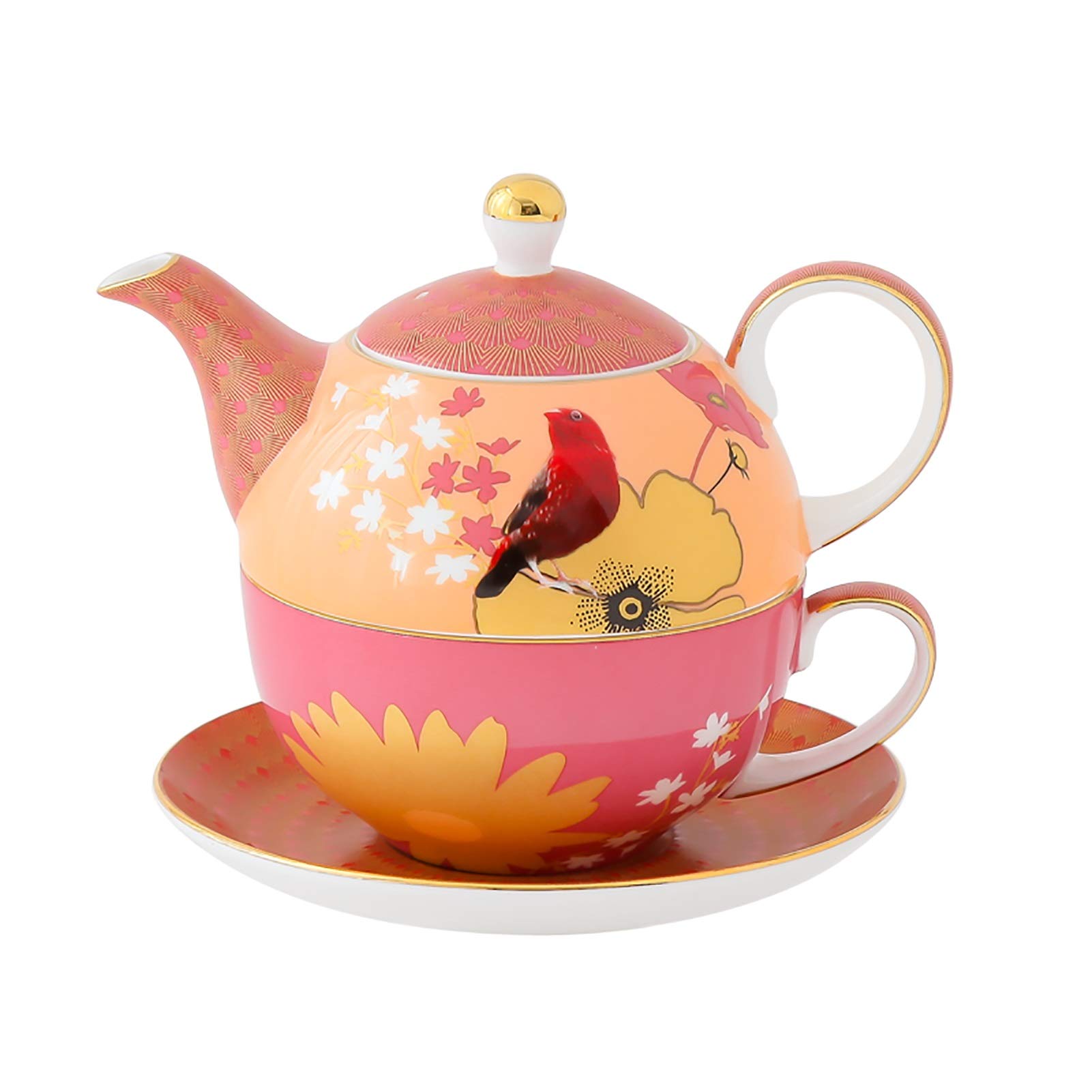 Ceramic Tea Set for One - Small Teapot and Cup, Perfect for Afternoon Tea, Christmas Gifts (Pink) | Ideal for Home, Office, and Relaxing Tea Time