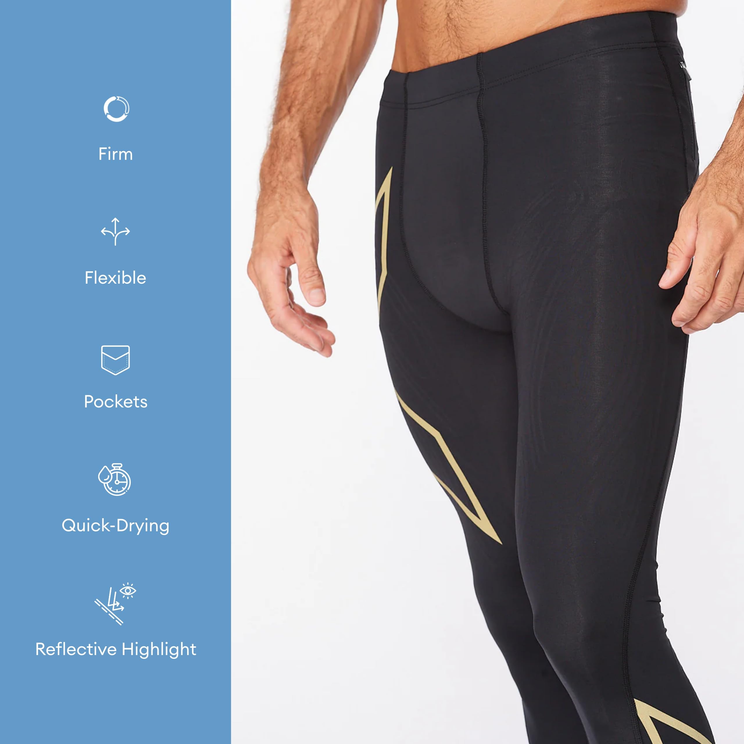 2XU Men's Light Speed Compression Tights - Breathable Running Tights with Muscle Support for Marathon Training & Gym Workouts - Enhanced Performance & Recovery for Athletes