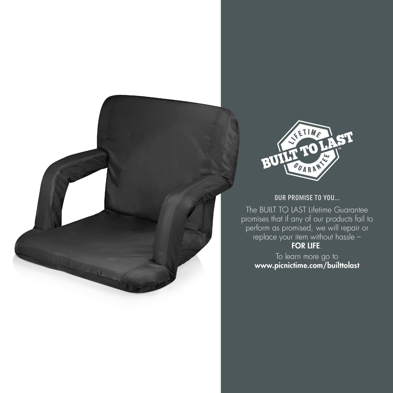 PICNIC TIME Black Seattle Seahawks Ventura Portable Recliner Chair - Lightweight Folding Camping Chair for Outdoor Sports, Beach, Tailgating & Football Games