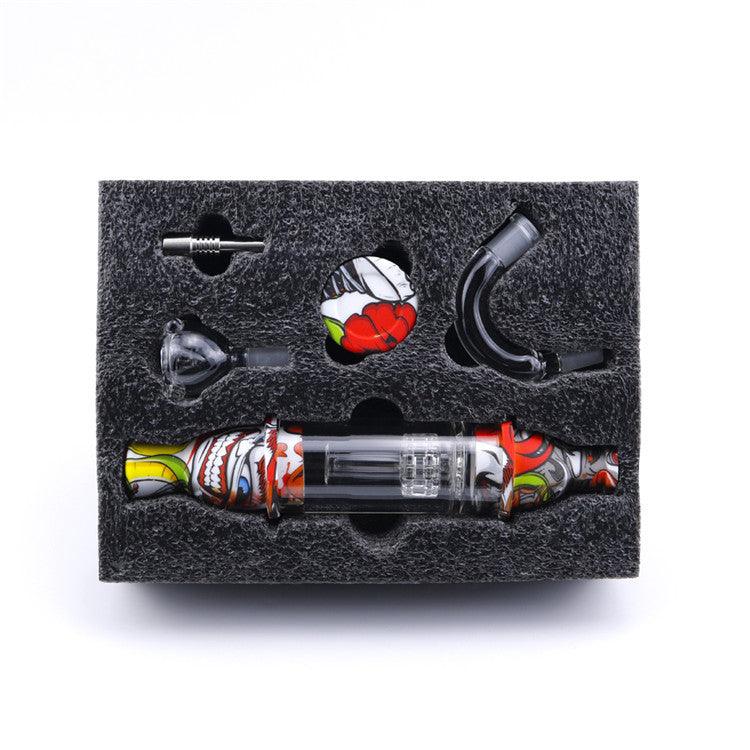 5 in 1 Multifunctional Glass Silicone Tube Pipe with Titanium Nails - Top Tower Smoke Accessory for Dabbing | Portable & Lightweight Design for Travel & Home Use