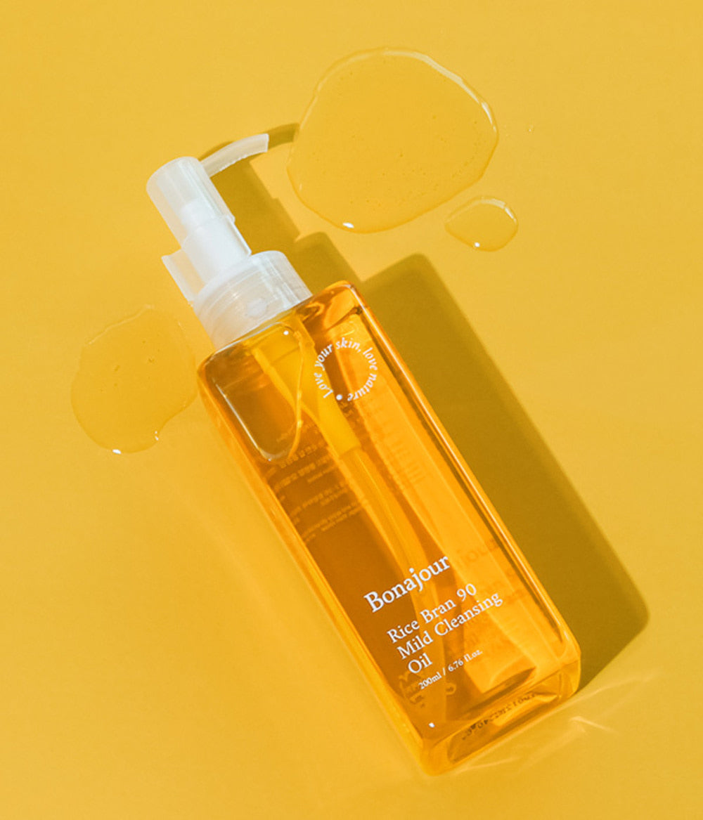 Bonajour Rice Bran 90 Mild Cleansing Oil 200ml - Gentle Facial Cleanser for Dry & Sensitive Skin | Perfect for Daily Makeup Removal & Skincare Routine