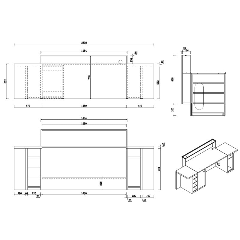CONELLI 2.4M Light Walnut Reception Desk - Modern Office Furniture for Hotel Lobby, Corporate Waiting Area & Business Center