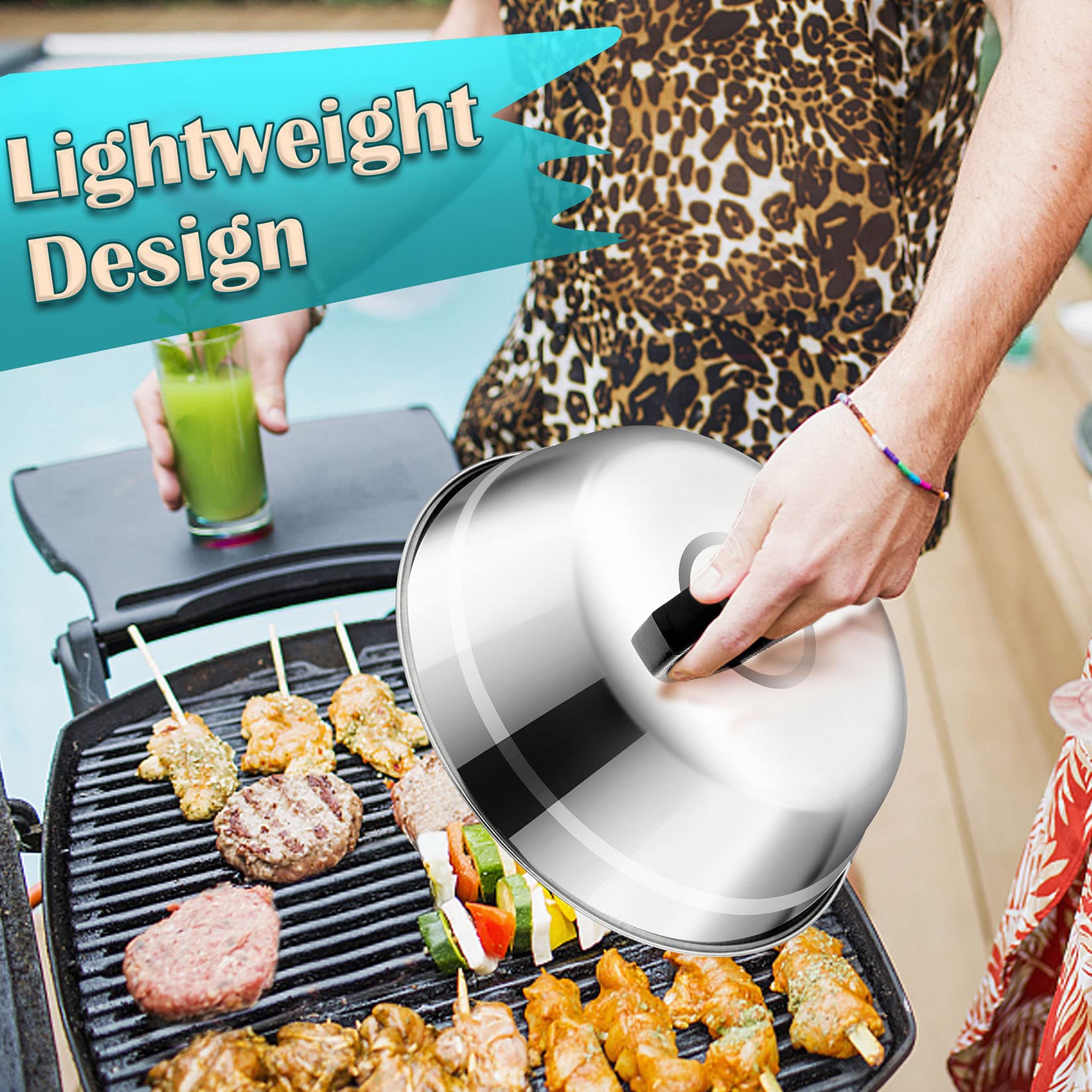 Joyfair 9-Inch Stainless Steel Basting Cover for Griddle - Cheese Melting Dome with Heat-Proof Handle - Heavy Duty & Dishwasher Safe - Perfect for Outdoor Camping, BBQ Grilling, Flat Top Teppanyaki & Kitchen Use
