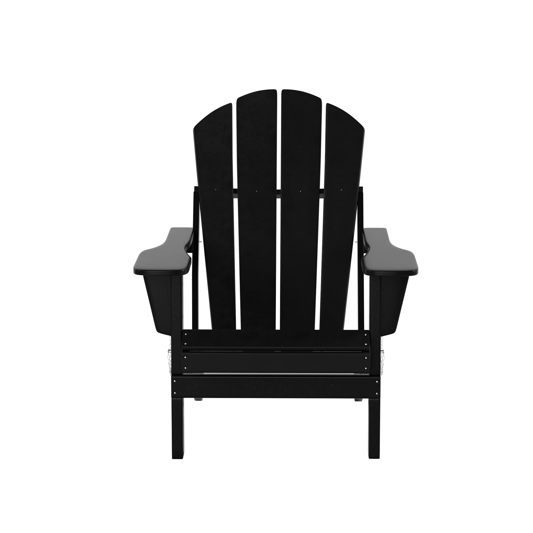 Premium HDPE Adirondack Chair and Table Set - 4-Piece Outdoor Furniture for Patio, Garden, Backyard - Weatherproof & UV Resistant Black Poly Furniture for Relaxing, Entertaining, and Outdoor Dining