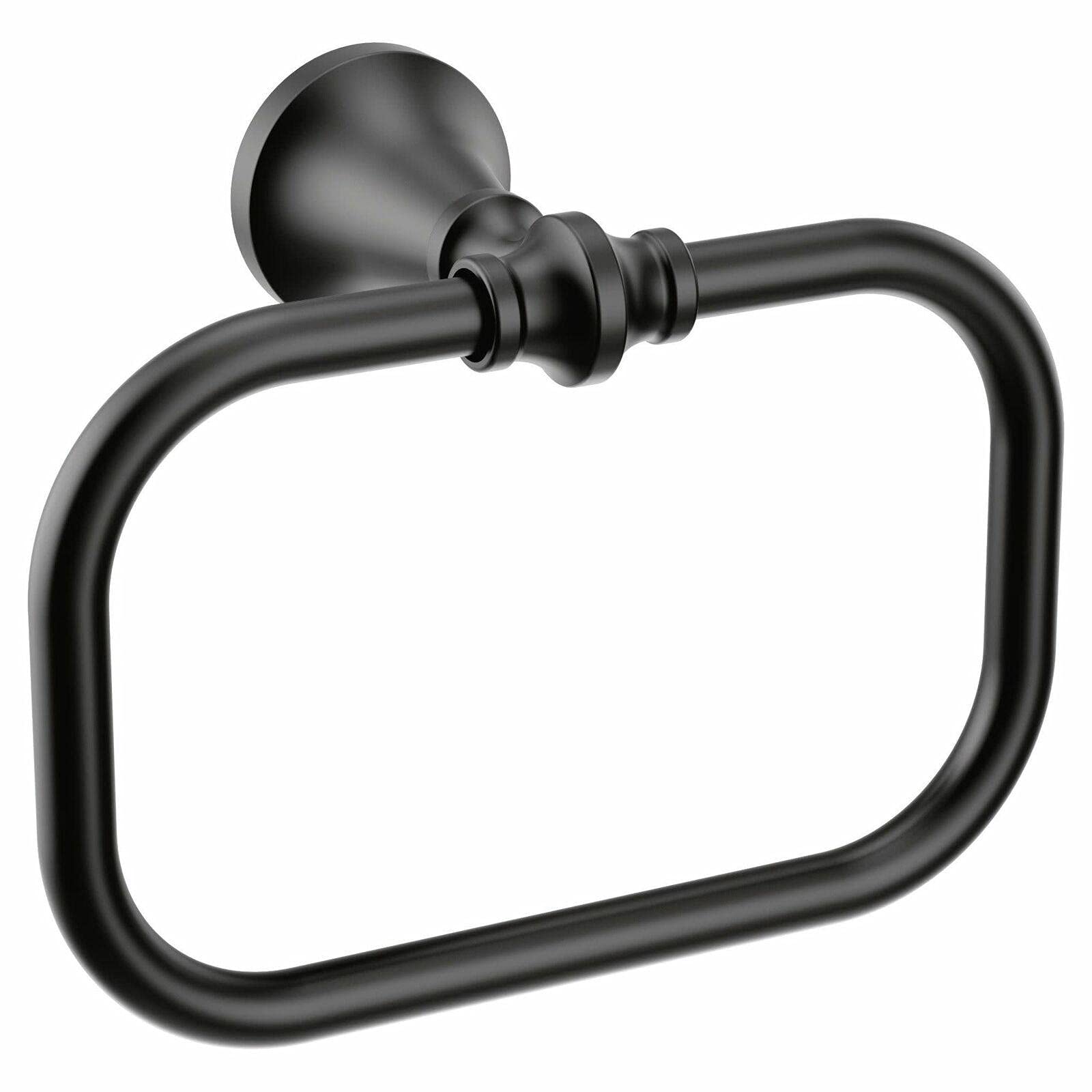 Colinet 7.5-Inch Black Wall Mounted Towel Ring - Bathroom Organizer & Decor for Hand Towels, Kitchen, Spa | Rust-Resistant Metal Paper Towel Holder & Bath Accessory Storage