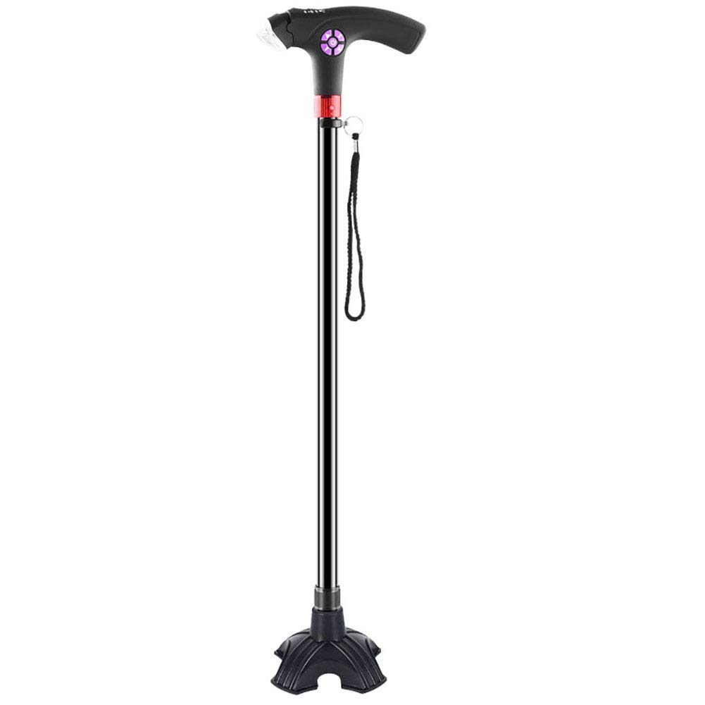 Smart Adjustable LED Light Alarm Aluminum Crutches - Multi-Function Telescopic Walking Stick for Elderly & Disabled - Fall Detection & Emergency Alert - Ideal for Indoor/Outdoor Mobility Assistance & Nighttime Safety