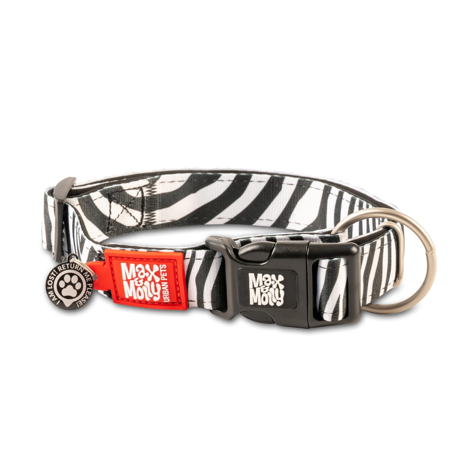 Max & Molly Fashion Smart ID Dog Collar - Adjustable, Waterproof & Machine Washable Pet Collar with QR-Tag for Small Dogs | Zebra Print Design | Anti-Fade Durable Material | Perfect for Daily Walks, Pet Safety & Stylish Outfits