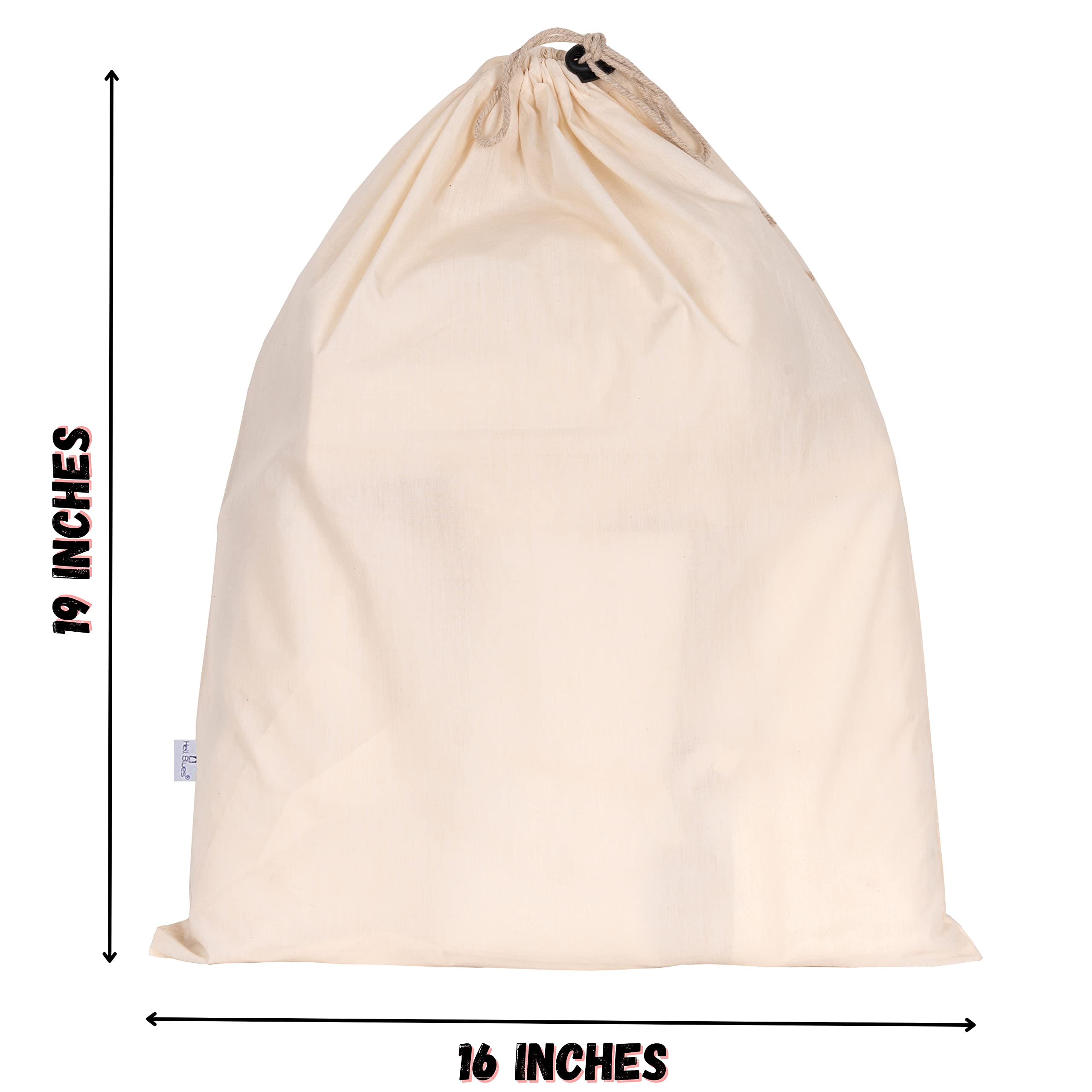 Organic Cotton Reusable Storage Bags 4-Pack - Food Grade Muslin Drawstring Bags for Bulk Produce, Flour, Grains (19