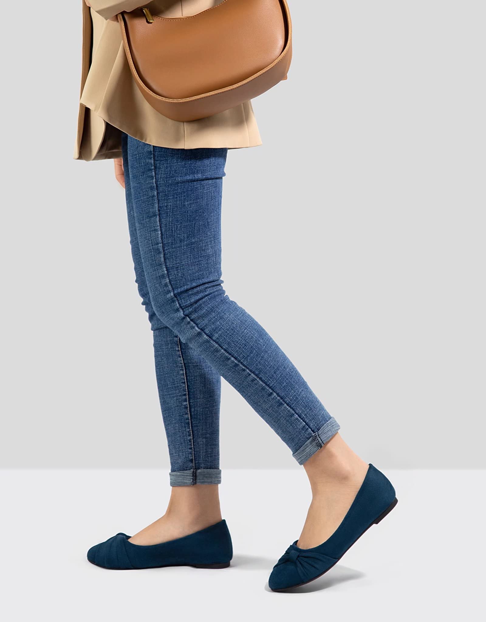 MaxMuxun Women's Ballet Flats - Faux Suede Round Toe Slip-On Dress Shoes for Comfortable Walking | Perfect for Office, Casual Outfits & Daily Wear
