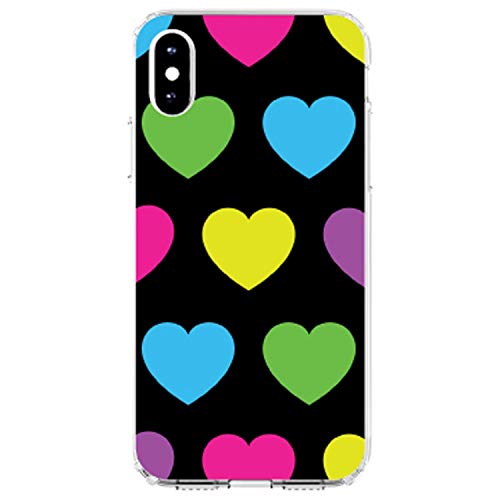 Black Multi Color Hearts On Clear Case