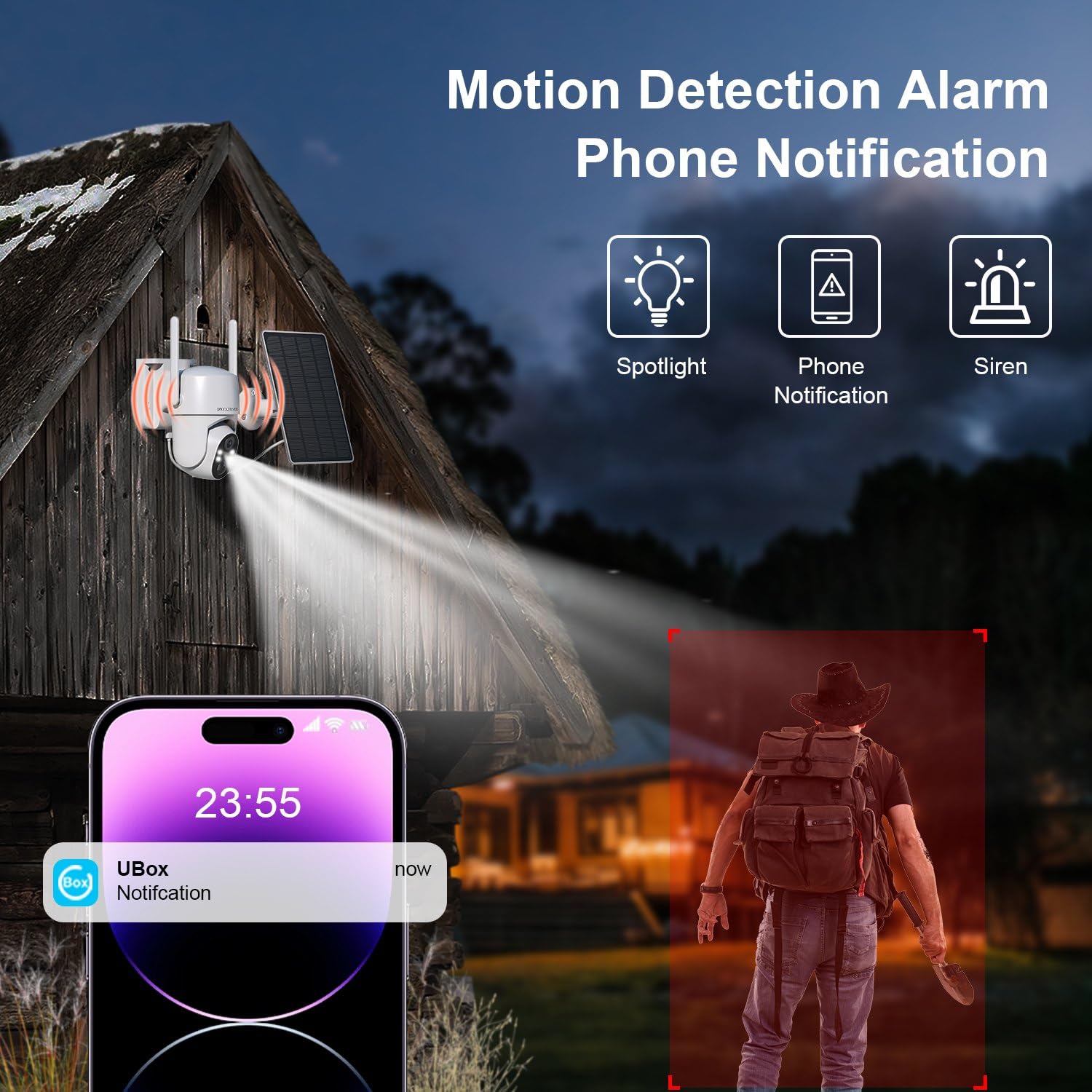4G Solar Security Camera Wireless Outdoor - 2 Pack, No WiFi Needed Cellular Trail Camera for Home Surveillance, Hunting & Wildlife Monitoring