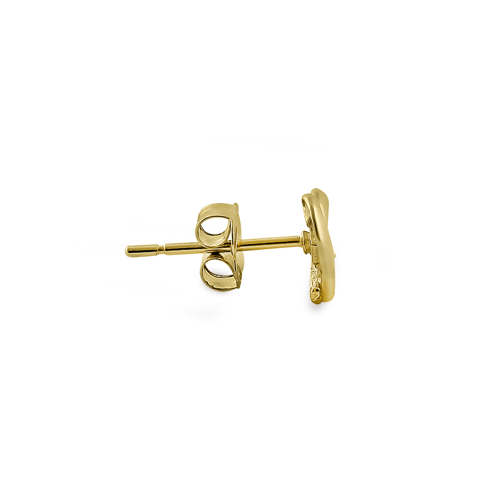 14K Yellow Gold Overlapping Heart Diamond Stud Earrings for Women - Perfect for Valentine's Day, Anniversary Gifts & Everyday Elegance