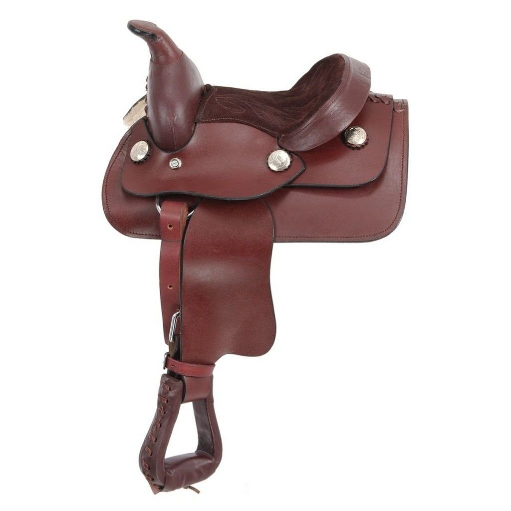 Premium Mini Smooth Western Saddle for Kids & Beginners - Lightweight Comfortable Riding Saddle for Trail Riding, Training & Horse Shows