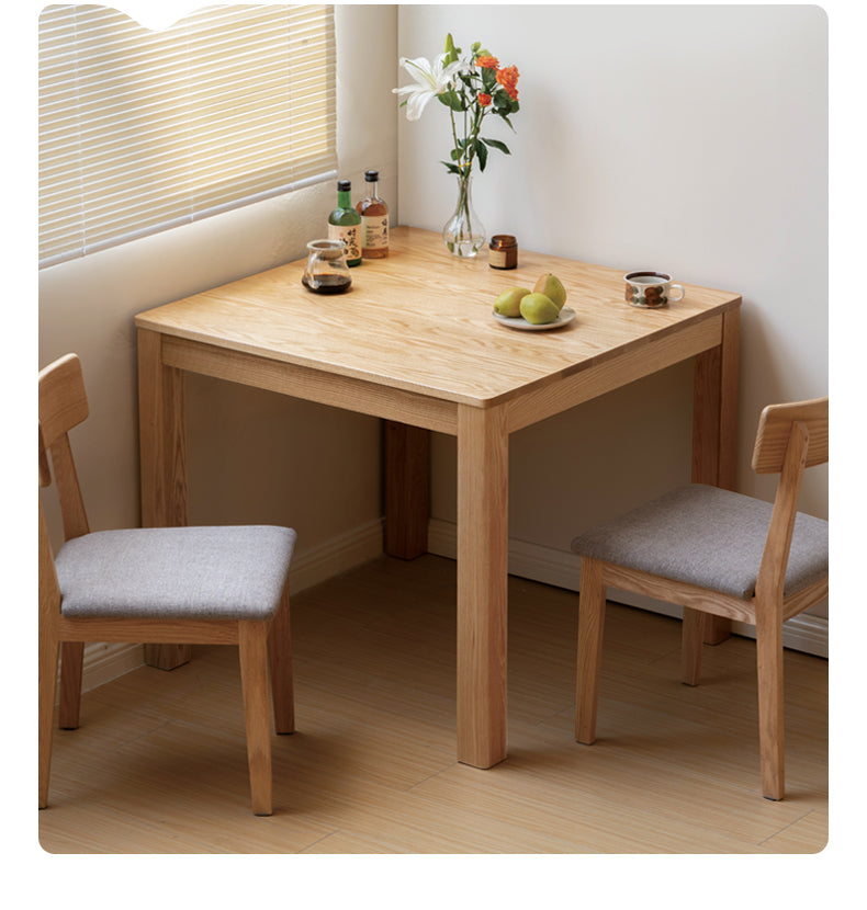 Solid Oak Wood Square Dining Table - Rustic Farmhouse Style for Kitchen, Dining Room & Small Spaces | Durable & Stylish Home Furniture