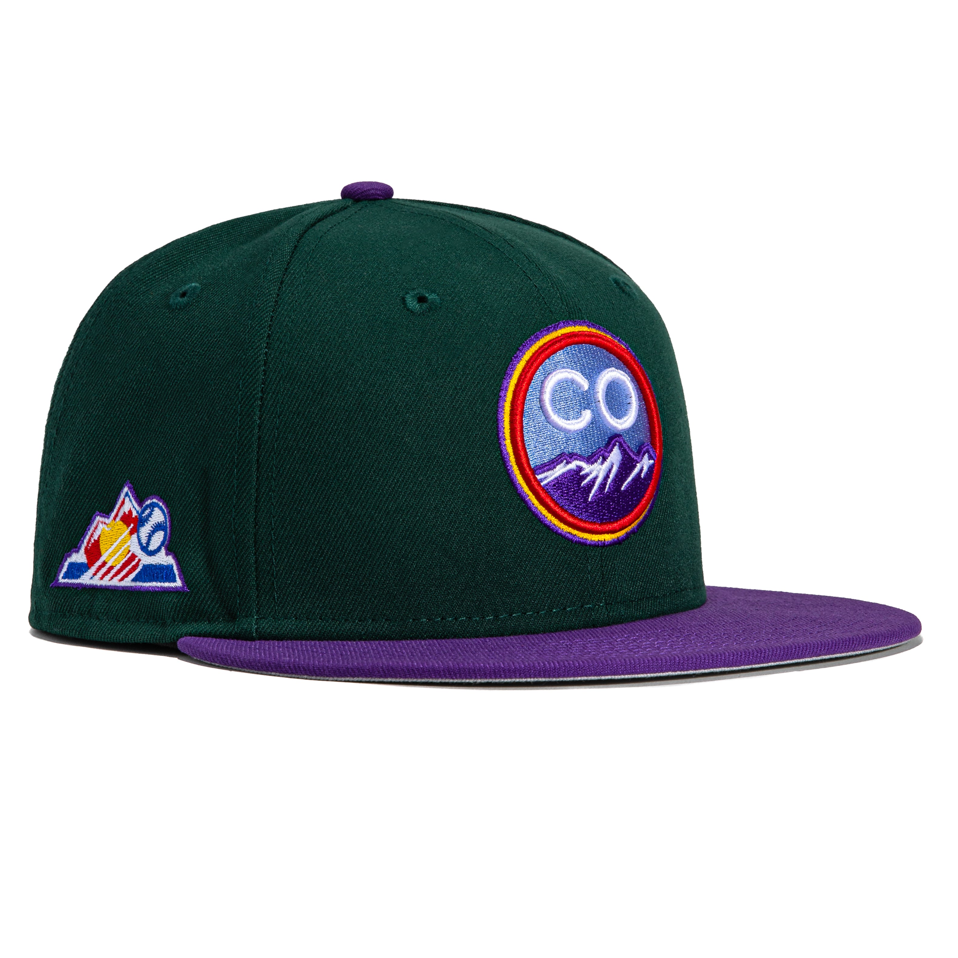 New Era 59Fifty Colorado Rockies BP Patch City Hat - Green & Purple Baseball Cap for Men & Women | Perfect for Baseball Games, Streetwear Fashion & Sports Fans