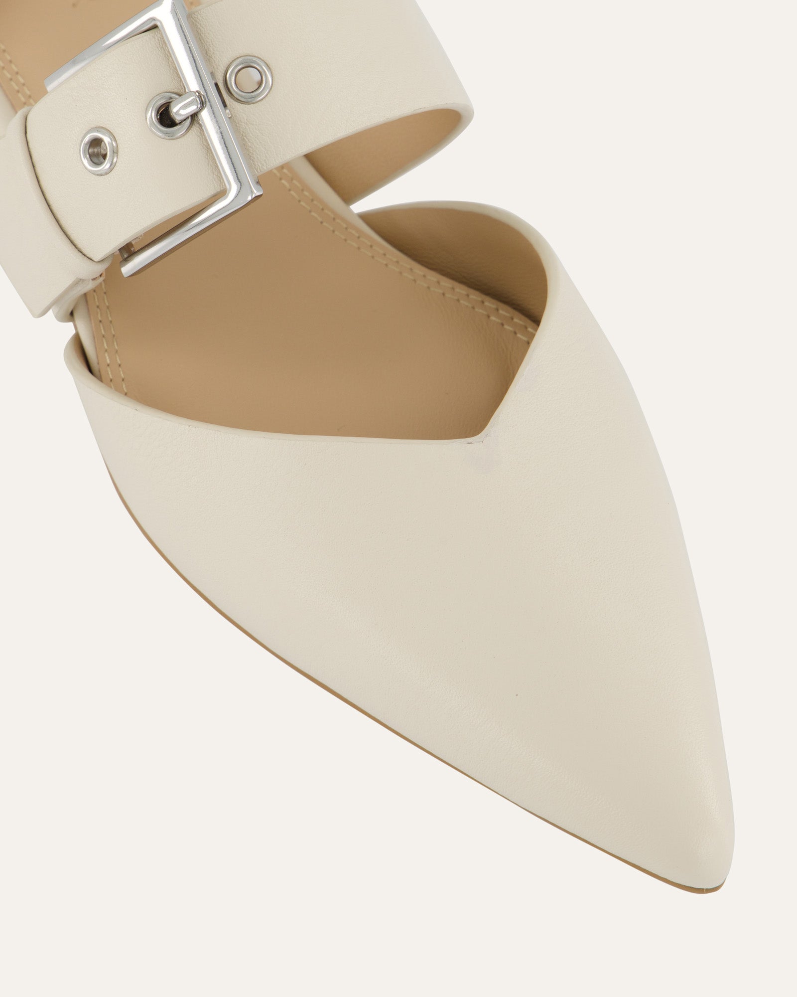 NEELA Women's Leather Dress Flats in Off White - Comfortable & Stylish Shoes for Work, Office, and Casual Wear