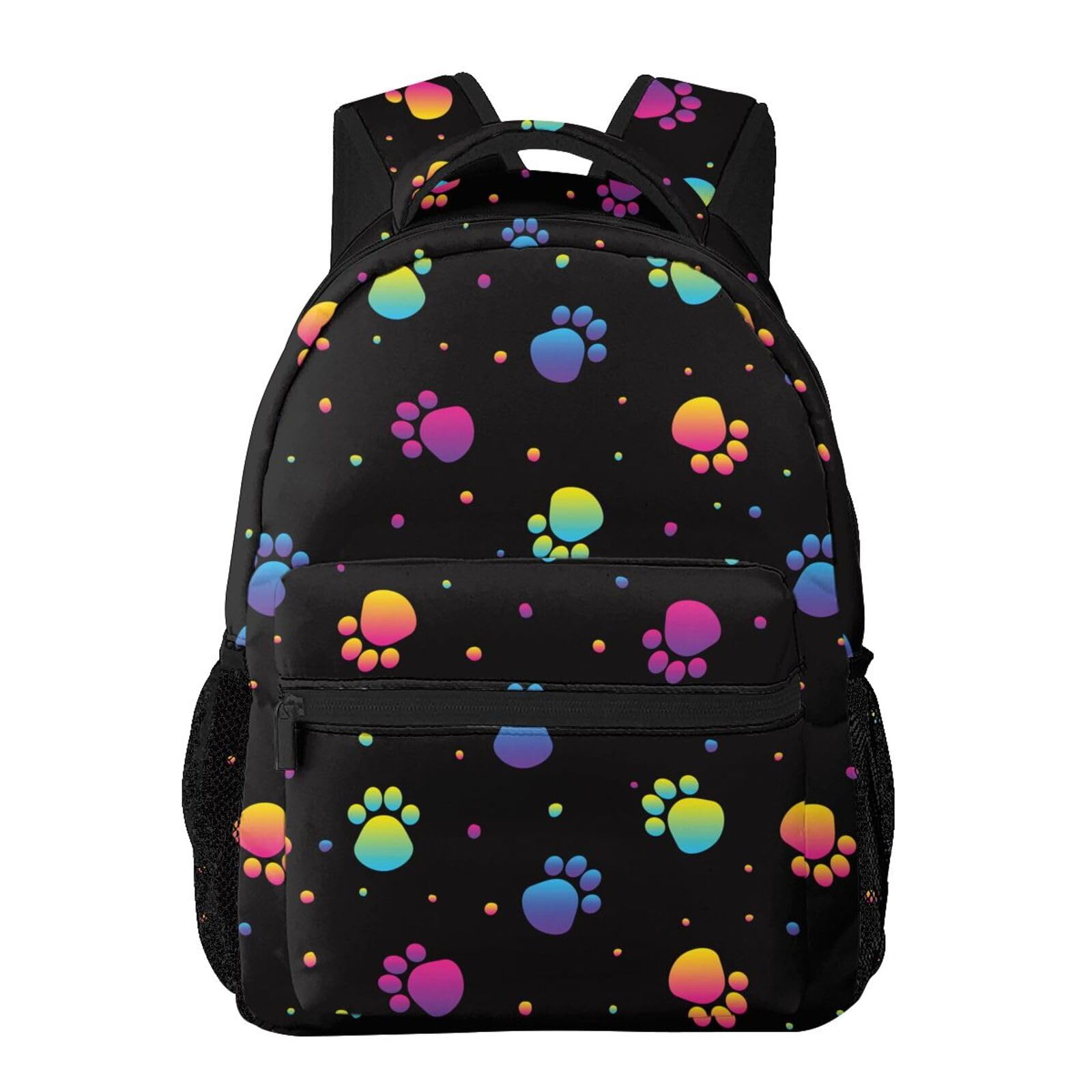 Rainbow Dog Cat Paw Print Backpack - Waterproof School Laptop Bag for Students, Girls & Boys, Teens Travel Backpack for Work, Sports & Daily Use | Perfect for School, College, Office & Outdoor Adventures