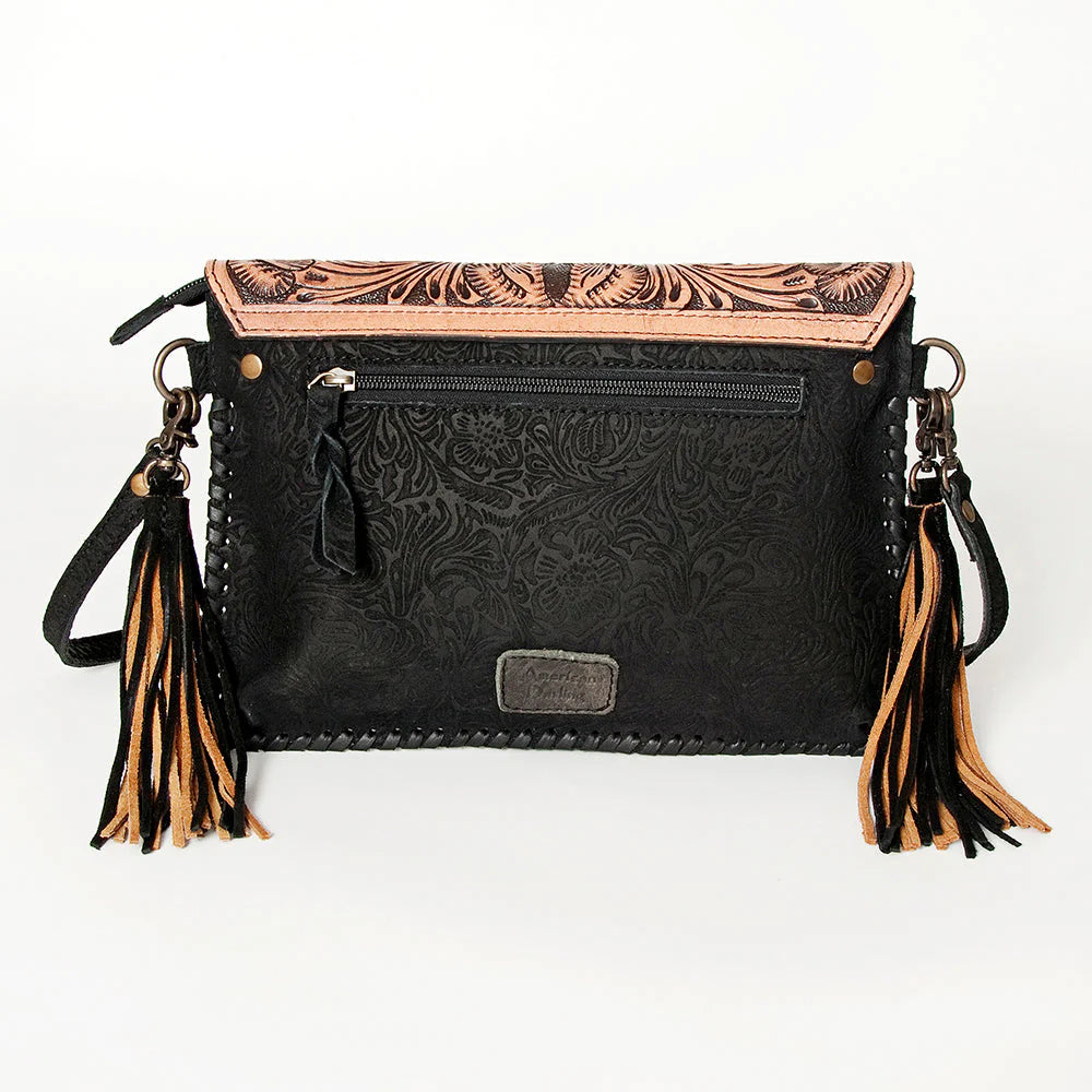 American Darling Black Tooled Leather Handbag - Stylish Crossbody Purse for Women, Fashionable Everyday Use & Travel Accessories