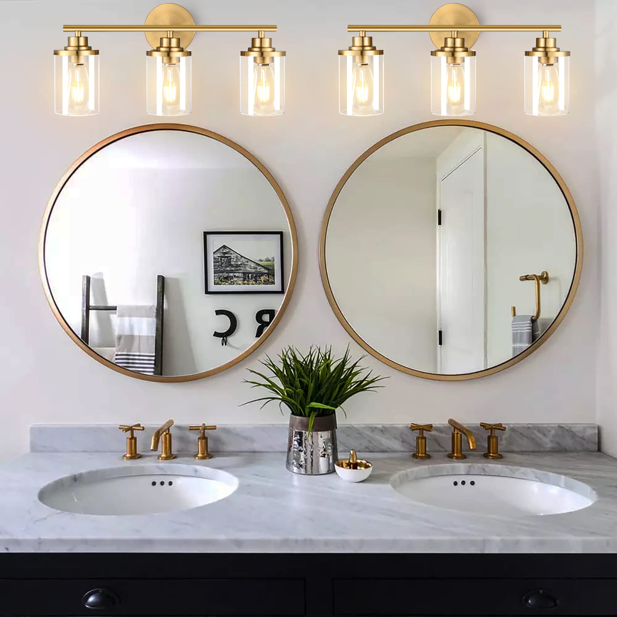 Modern Brushed Gold Vanity Light Fixture - 20