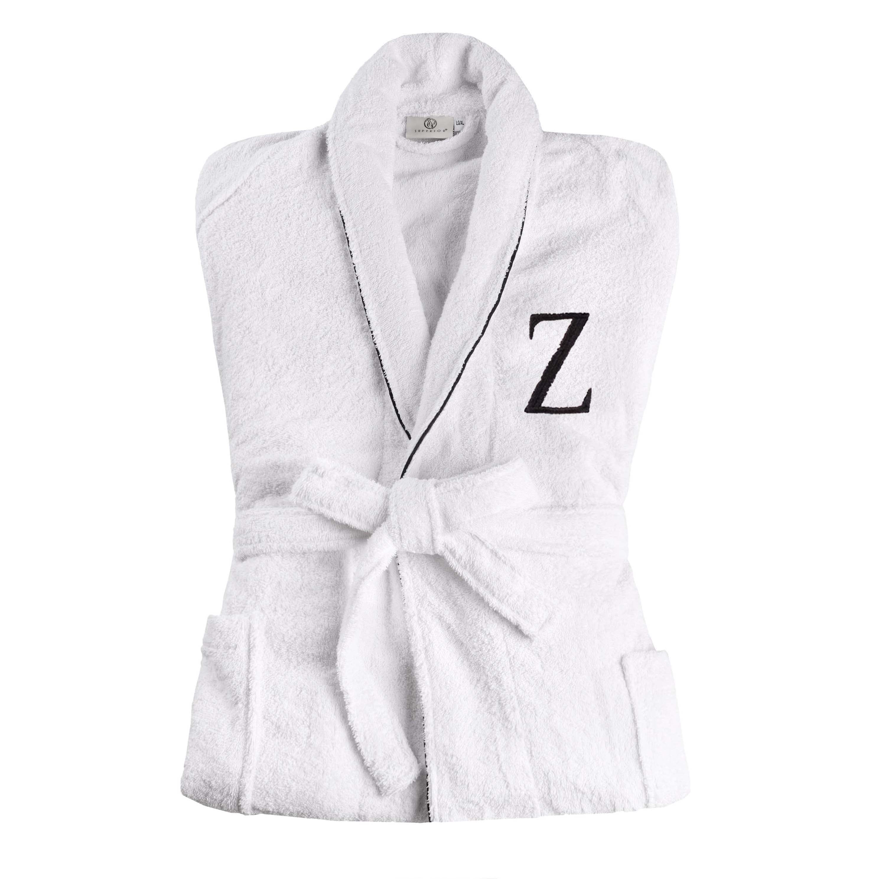 Premium Cotton Unisex Bathrobe for Adults - Soft, Fluffy & Highly Absorbent - White Embroidered Spa Robe for Relaxation, Hotels & Home Comfort