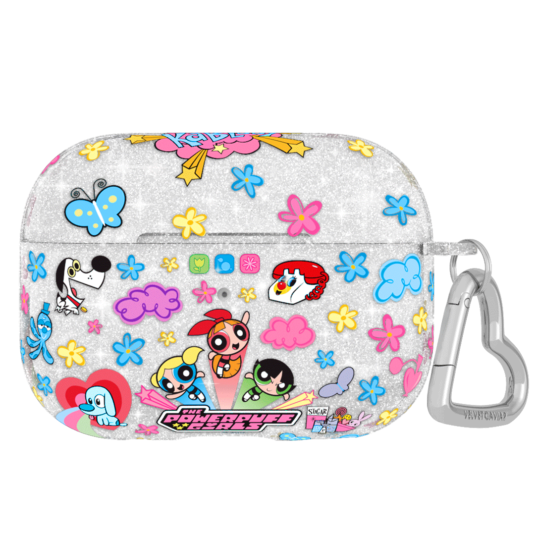 The Powerpuff Girls Glitter AirPods Case - Cute Protective Cover for AirPods 1/2/3 & Pro - Perfect for School, Work & Travel Accessories