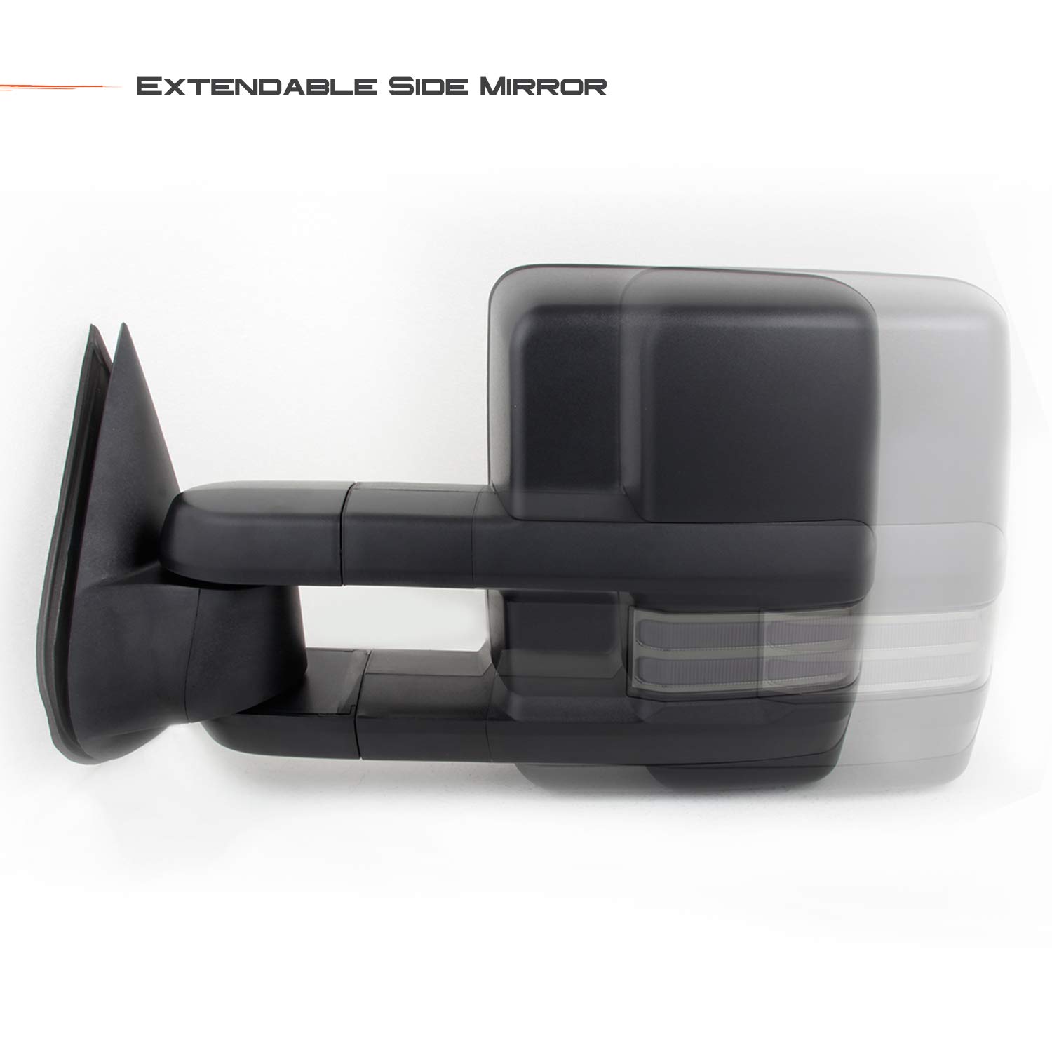 AKKON Power Heated Glass Sequential Turn Signal Towing Mirrors for 2003-2006 Chevy Silverado & GMC Sierra - Black Side Mirrors with Tow Mode for Enhanced Safety & Visibility While Hauling Trailers or Campers