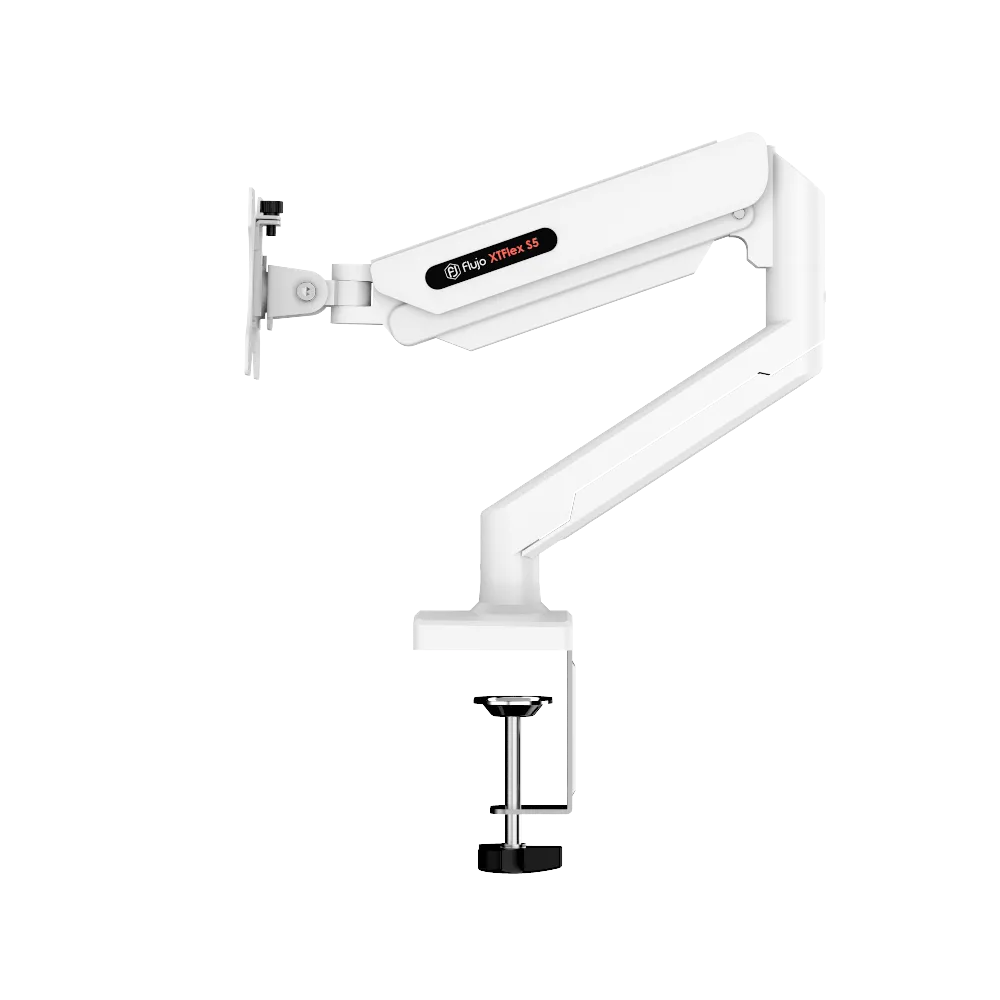 XTFlex S5 Single Monitor Arm - Adjustable VESA Mount for 13-32 inch Screens - Ergonomic Desk Clamp for Home Office & Gaming Setup