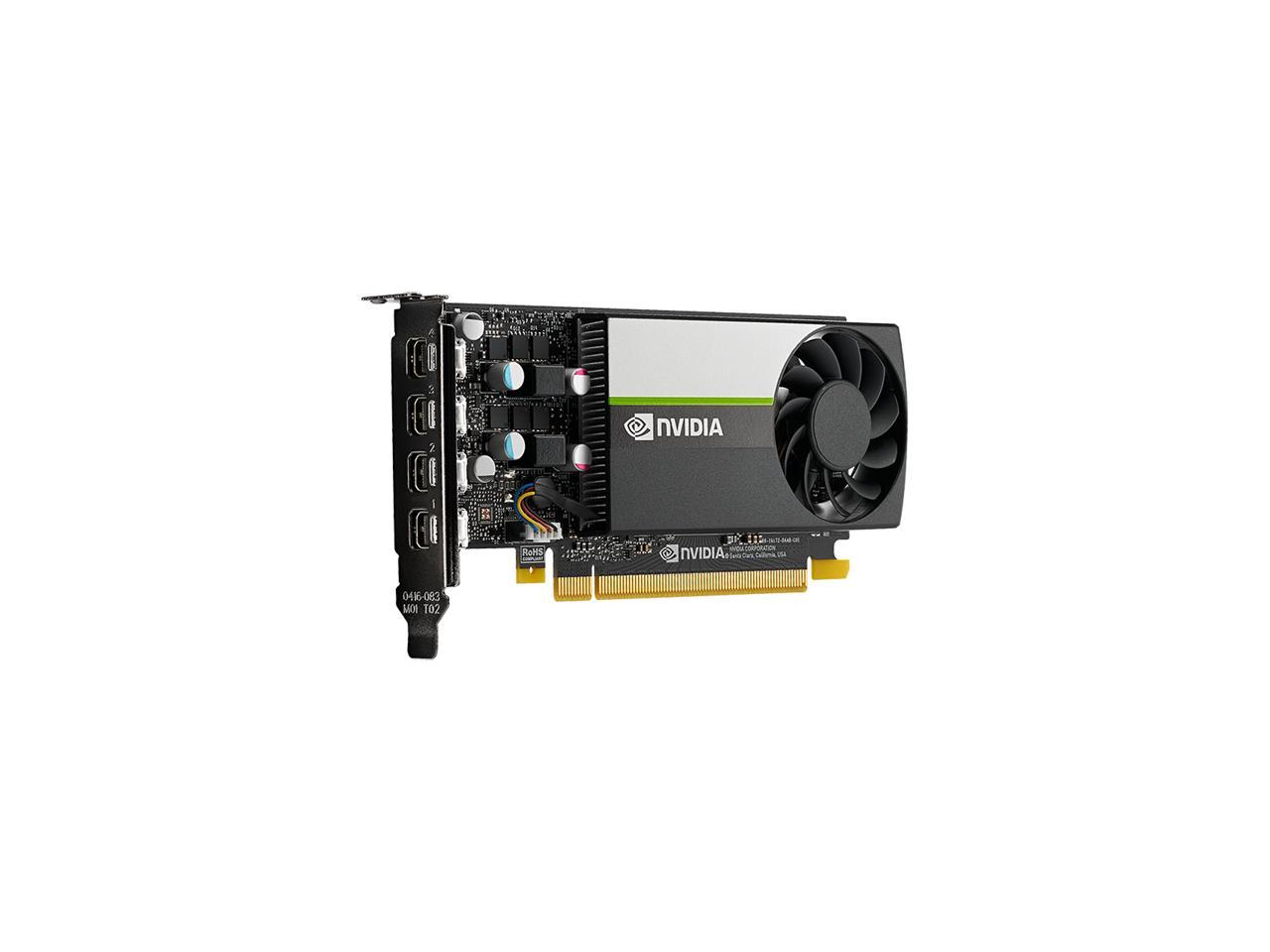 PNY NVIDIA T1000 4GB GDDR6 Low Profile PCIe Graphics Card with 4 Mini DisplayPorts - Perfect for CAD, Video Editing & Multi-Monitor Workstations