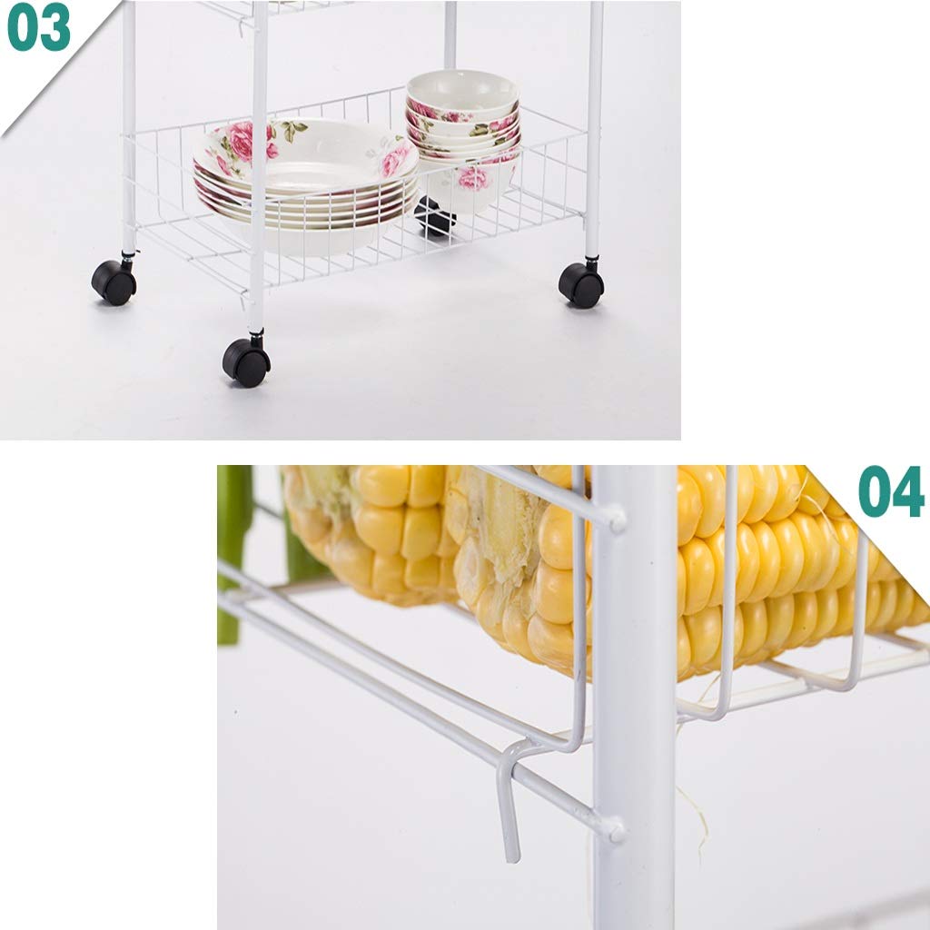 3-Tier Rolling Kitchen Cart - Stainless Steel Storage Organizer for Fruits, Vegetables & Bathroom Essentials - White - Perfect for Small Spaces, Pantry & Home Organization