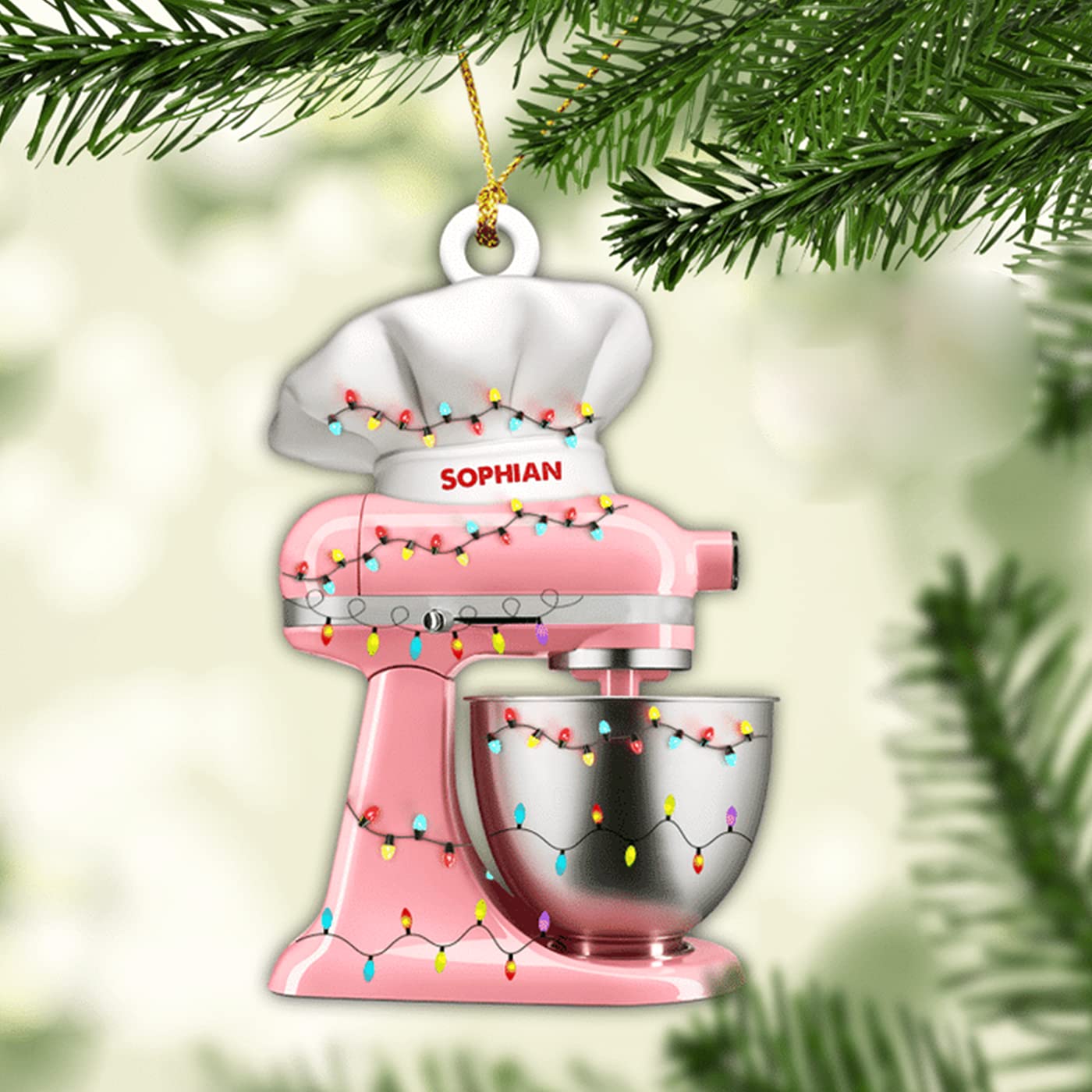 Personalized Chef Name Ornaments - Baking Mixer Mirror Hanging Car Decor, Best Gift for Bakers & Cooking Enthusiasts, Mica Plastic Ornament Set of 10 - Perfect for Kitchen Decor, Christmas Tree, Car Interior & Gift Giving