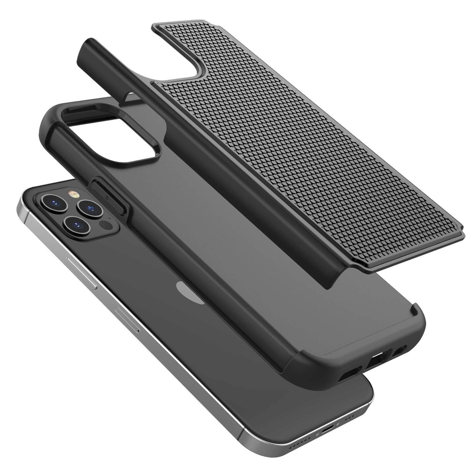 Tekcoo Tmajor Series Shockproof iPhone 12 Pro Max Case (6.7 inch) - Rugged Hard Plastic Protective Cover with Anti-Slip Grip & Scratch Resistant Design - Perfect for Outdoor Activities, Work & Daily Use (Black)