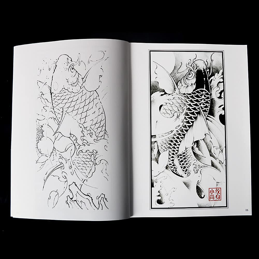 Tattoo Design Book: Guanyin Buddha, Dragon & Koi Fish Sketch Patterns for Tattoo Artists – Perfect for Tattoo Inspiration, Body Art & Sketching Practice