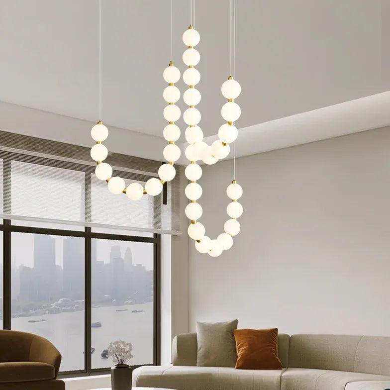 Modern White U-Shaped Artistic Pendant Light - Elegant Ceiling Lighting for Living Room, Bedroom, and Dining Room Decor