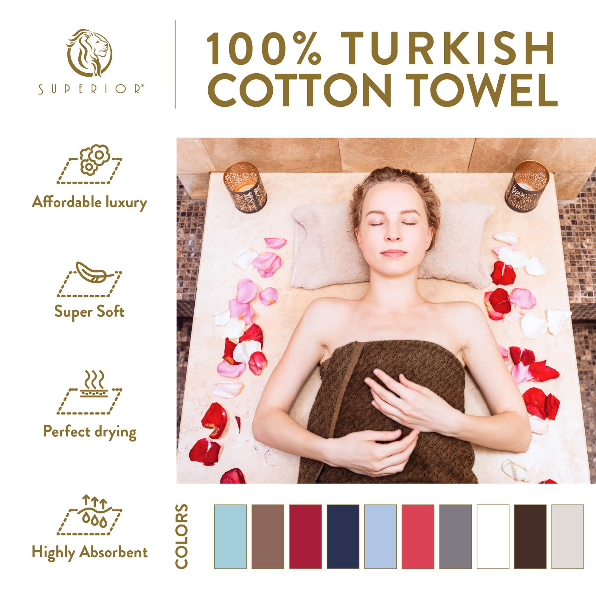 Premium 6-Piece Turkish Cotton Herringbone Jacquard Towel Set - Ultra Soft & Absorbent Bath, Hand & Face Towels for Luxury Bathroom, Spa, Hotel & Airbnb Essentials - Black Home Textile Collection for Everyday Comfort & Elegance