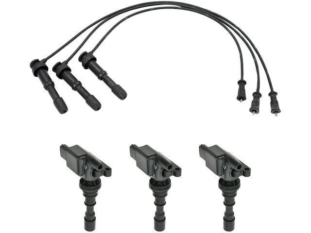 High Performance Ignition Coil and Spark Plug Wire Set (4-Piece) - Compatible with 2002-2005 Kia Sedona LX EX - Improves Engine Power & Fuel Efficiency - Perfect for DIY Auto Repair & Maintenance