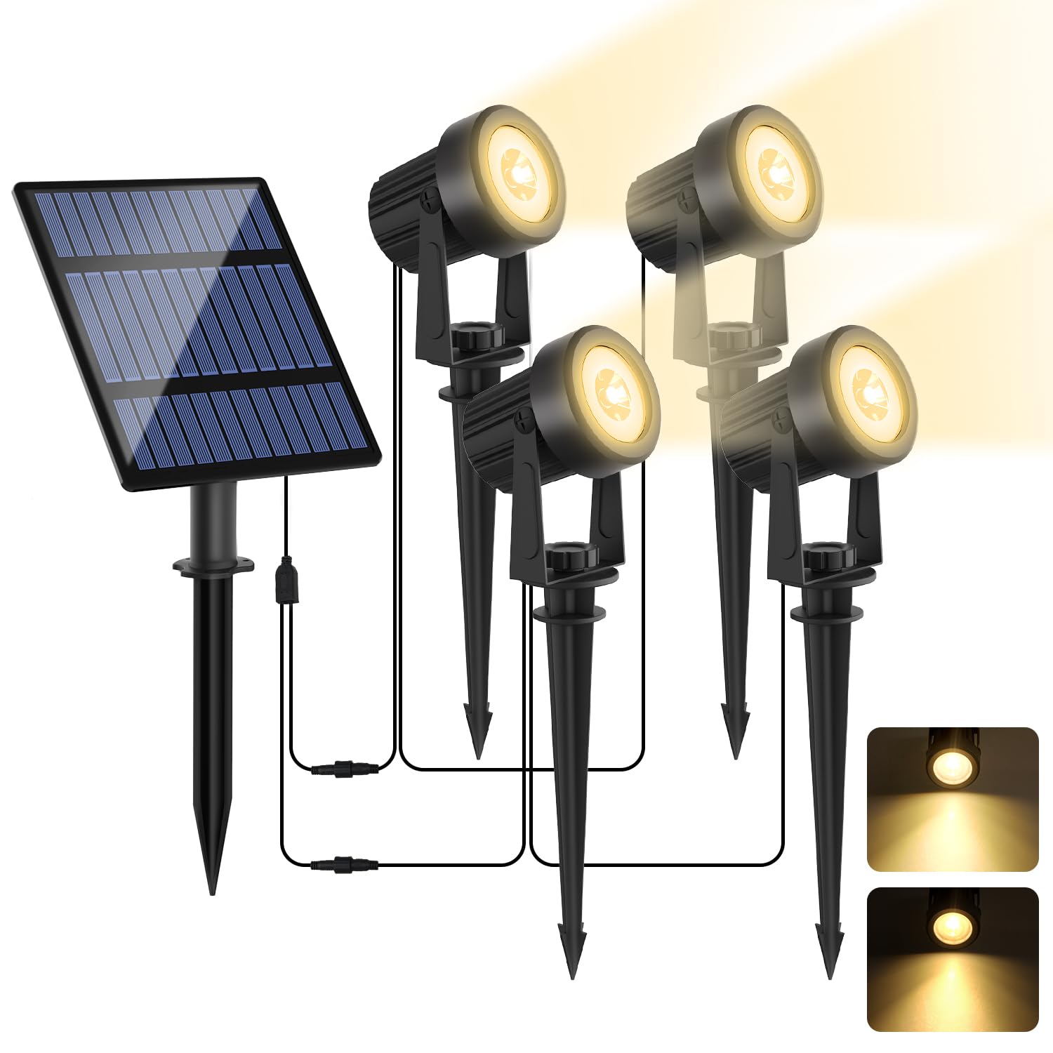 4 Pack Solar Spotlights Outdoor - IP65 Waterproof Warm White Landscape Lights for Garden, Yard, Lawn & Path | Decorative Plant Lighting for Nighttime Ambience & Safety