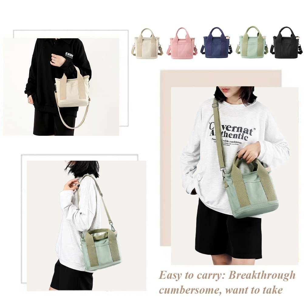 jingyuKJ Women's Canvas Tote Bag with Zipper - Mini Crossbody Purse, Shoulder Bag for School, Work, Shopping & Travel | Durable Handbag for Daily Use, Commuting & Weekend Outings