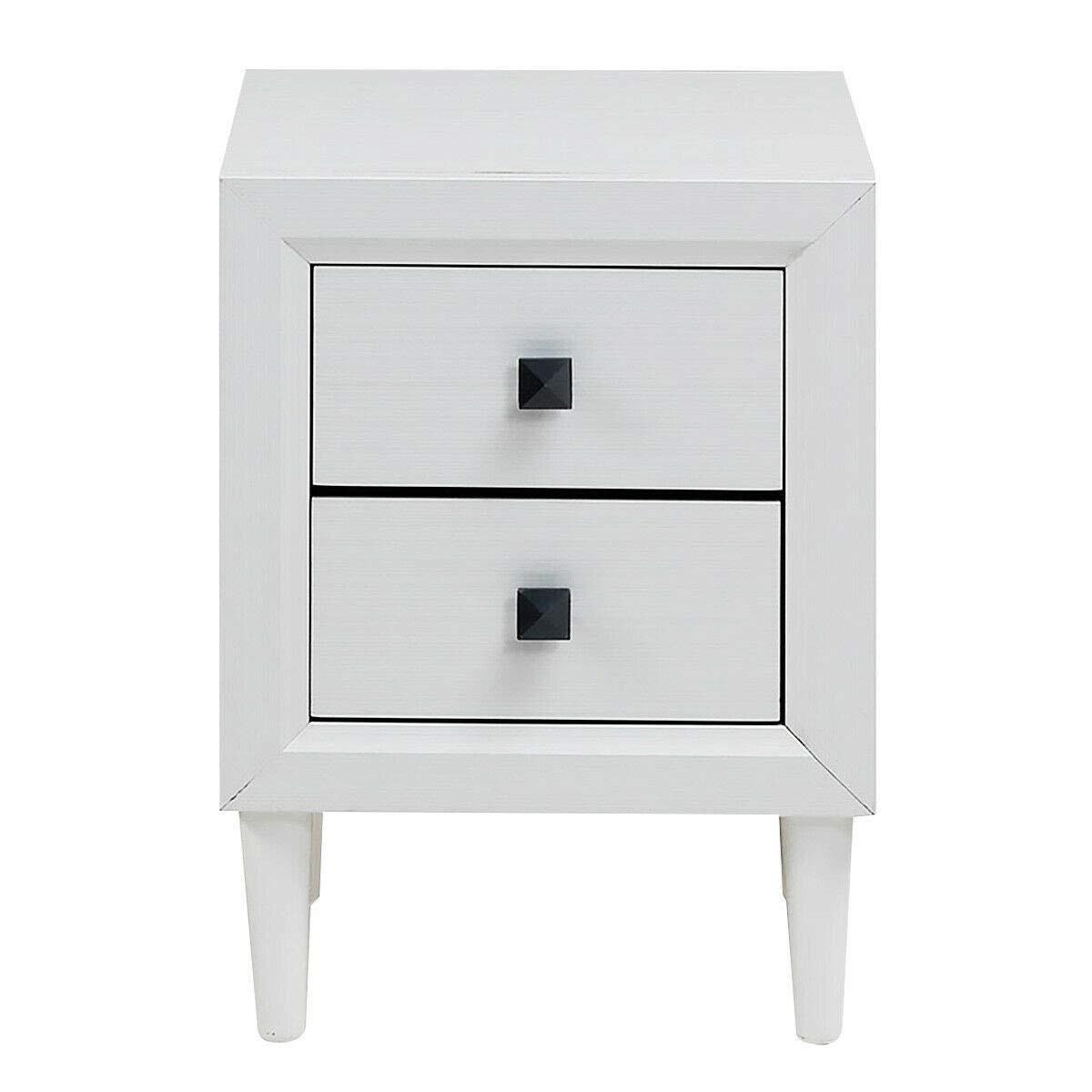 Safeplus White Wood Nightstand with 2 Drawers - Multipurpose End Table, Sofa Side Table & Bedside Cabinet for Bedroom, Living Room & Office - Perfect for Storage, Reading & Home Decor