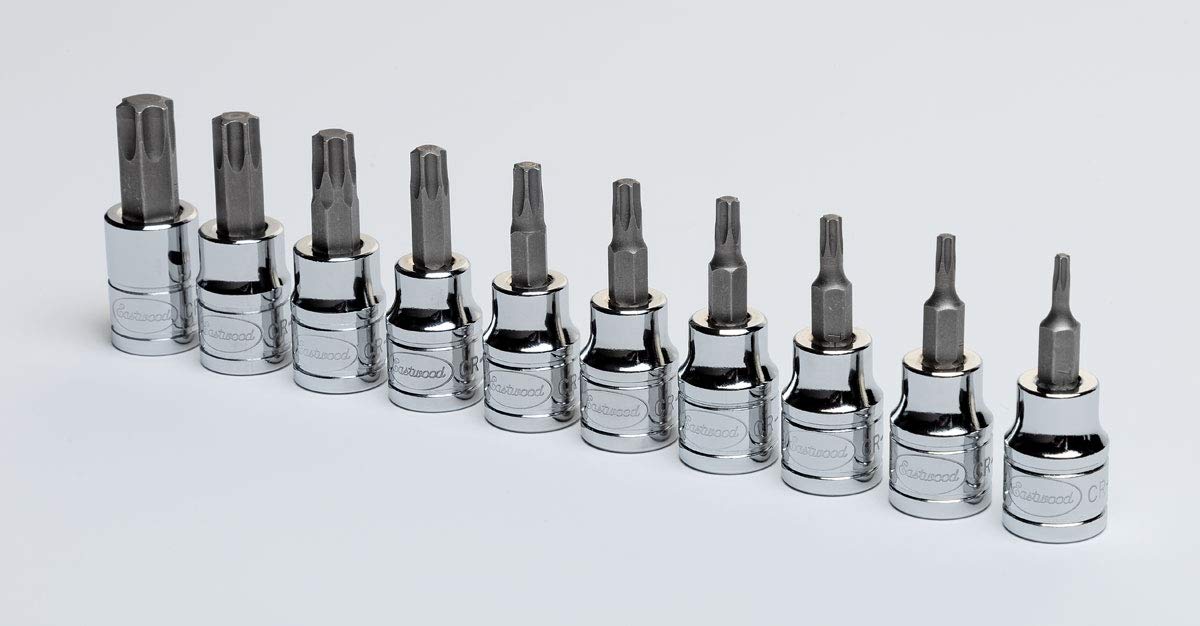 Eastwood 10-Piece 3/8in Drive Torx Bit Set - Chrome Vanadium S2 Tool Steel - Professional Automotive & DIY Repair Tool Kit for Cars, Motorcycles & Home Improvement Projects