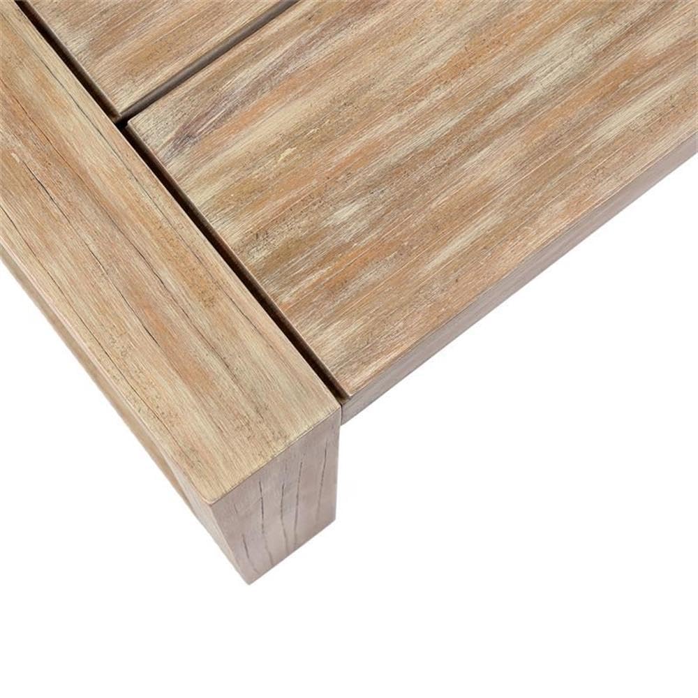 Solid Eucalyptus Outdoor Patio Coffee Table with Teak Finish - Weatherproof & Durable for Garden, Poolside & Backyard Decor