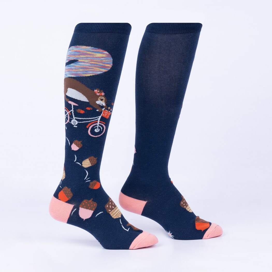 Funny Knee High Socks with Squirrel Design - Sock It To Me Feeling Squirrelly - Perfect for Costume Parties, Gifts & Everyday Wear