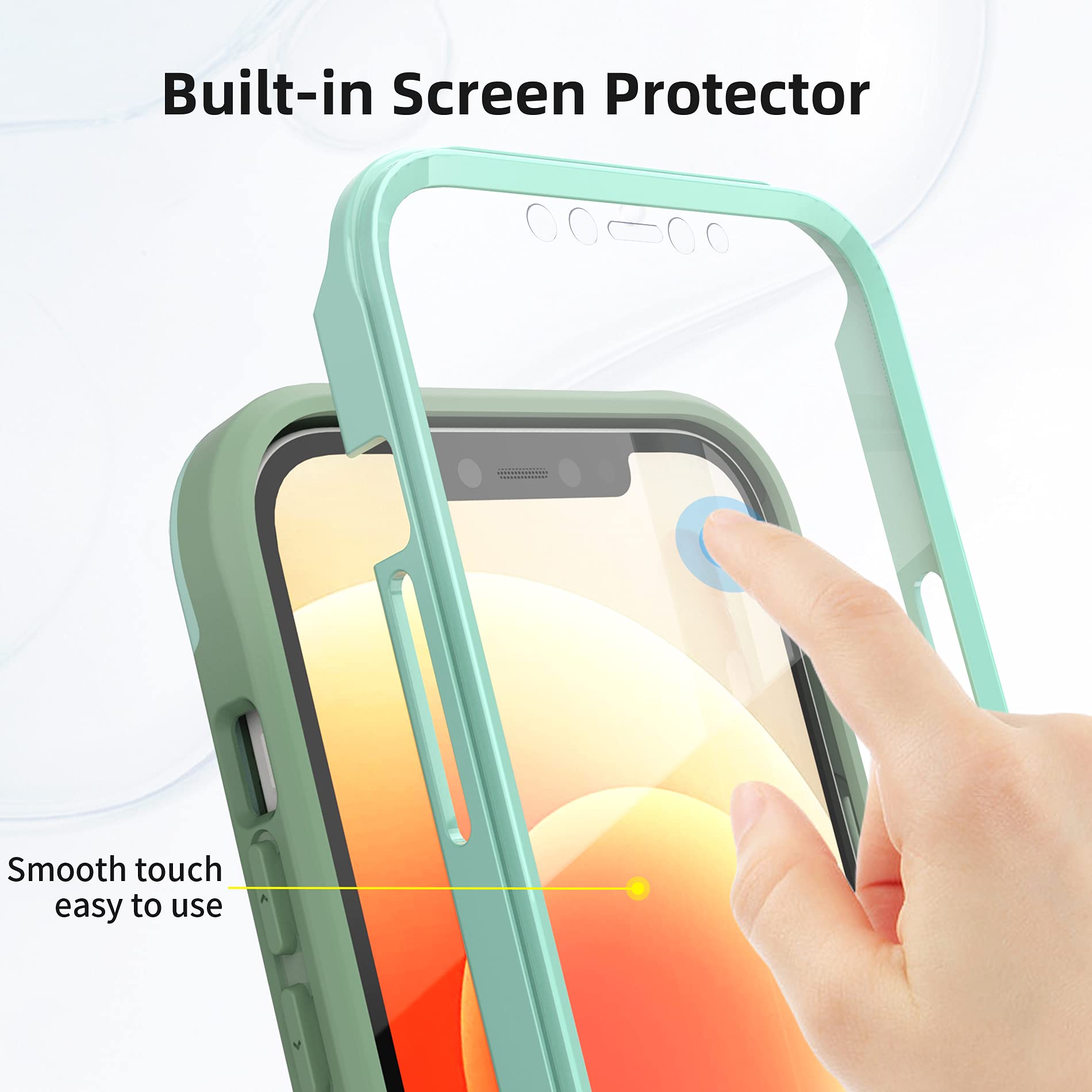 Premium URBANITE iPhone 12 Pro Max Case 6.7 Inch - Military Grade Shockproof Dual Layer Protection Cover with Built-in Kickstand & Screen Protector (Mint Green) - Perfect for Outdoor Activities, Travel & Daily Use