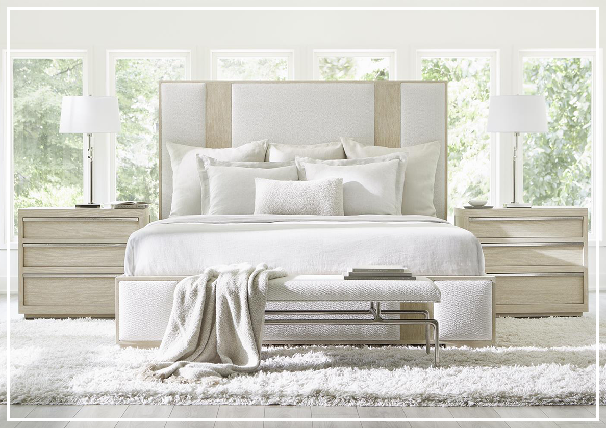 Bernhardt Solaria King & Queen Panel Bed - Modern Wood Bed Frame with Upholstered Headboard - Perfect for Master Bedroom & Guest Room Decor