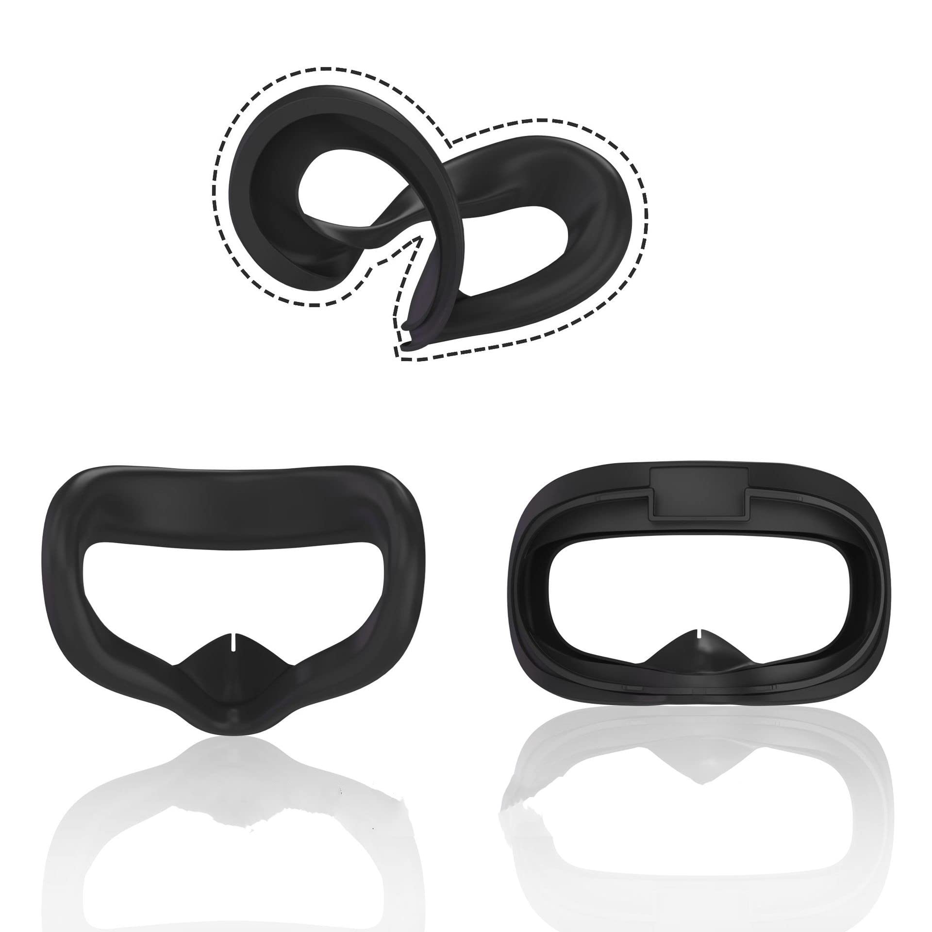 Oculus Quest 2 VR Face Silicone Cover Cushion Pad - Comfortable Black Replacement Mask for VR Headset Accessories - Perfect for Gaming, Fitness & Extended VR Sessions