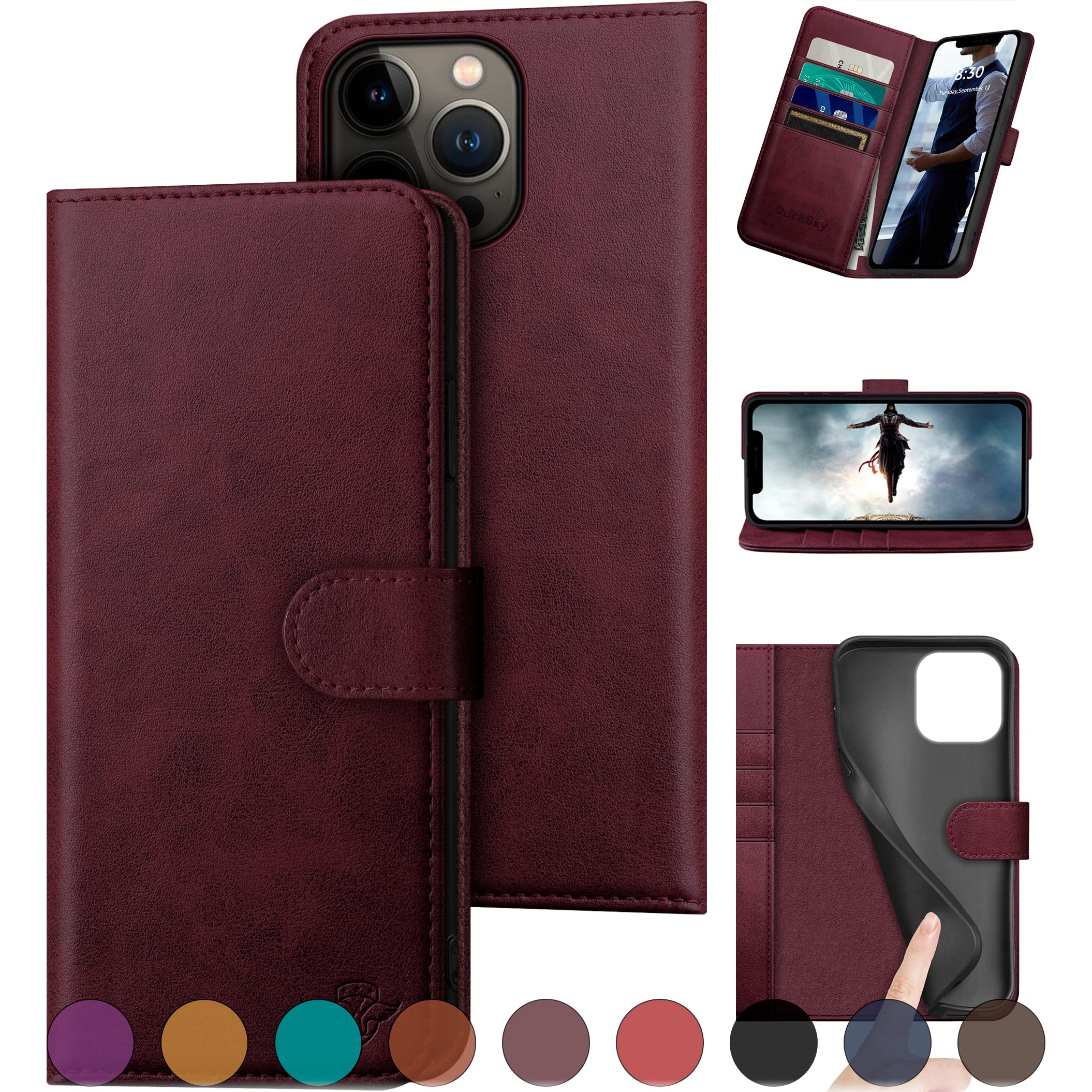 Genuine Leather Wallet Case for iPhone 15 Pro Max 6.7