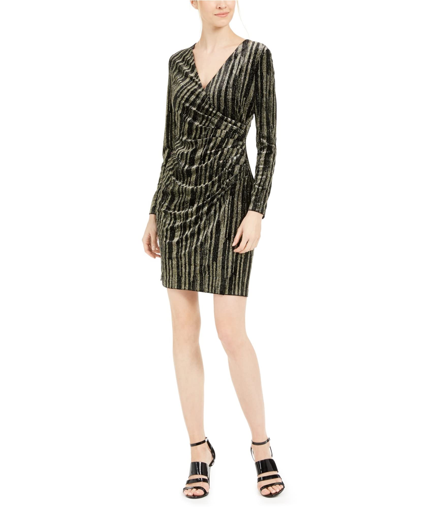 Calvin Klein Women's Velvet Glitter Faux Wrap Dress - Elegant Party & Holiday Outfit for Evening Events, Cocktail Parties & Special Occasions