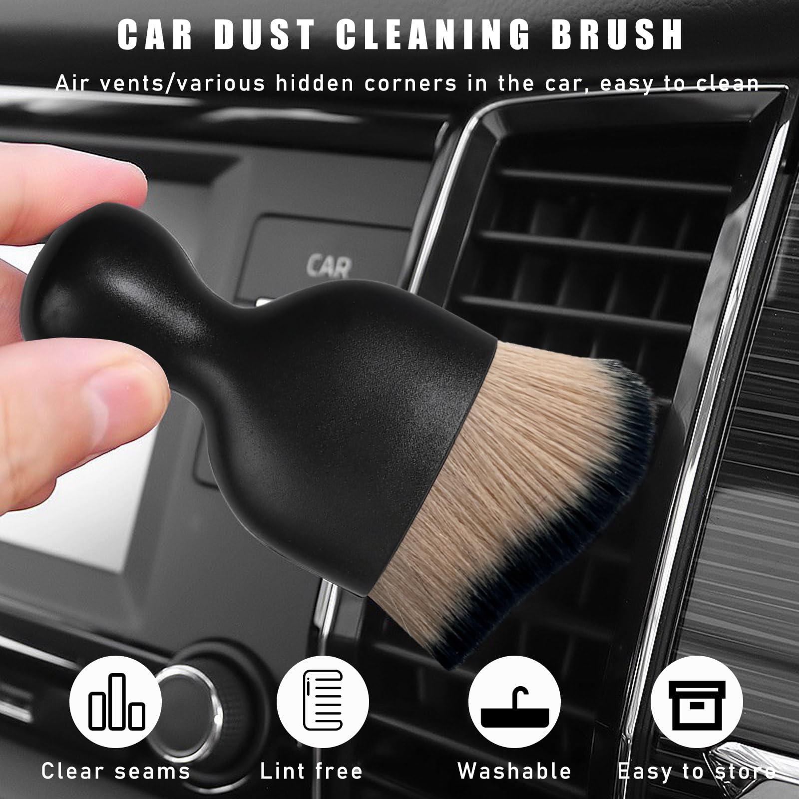 2PCS Car Dust Brush - Soft Scratch-Free Auto Detailing for Dashboard & Vents | Home & Office Use